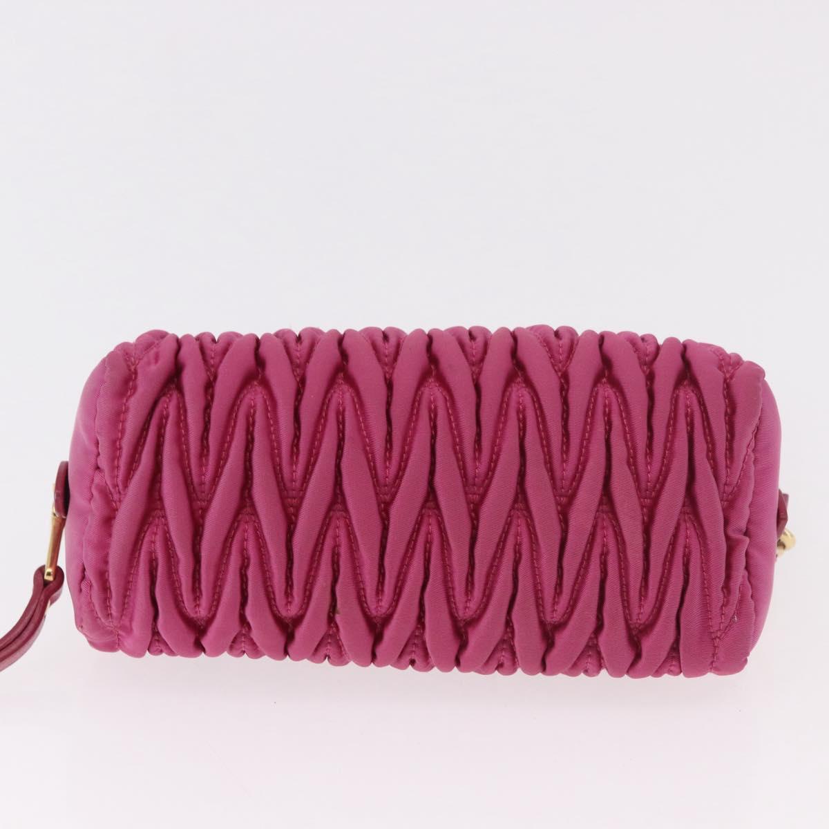 Miu Miu Matelasse Pouch Nylon Pink Gold Auth bs35700