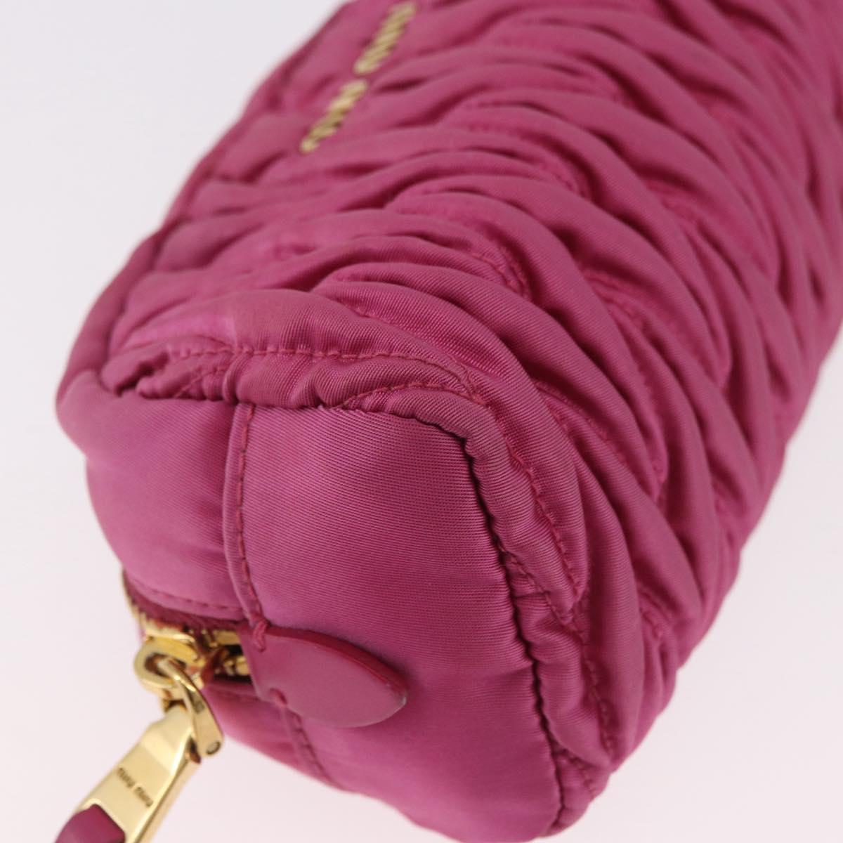 Miu Miu Matelasse Pouch Nylon Pink Gold Auth bs35700