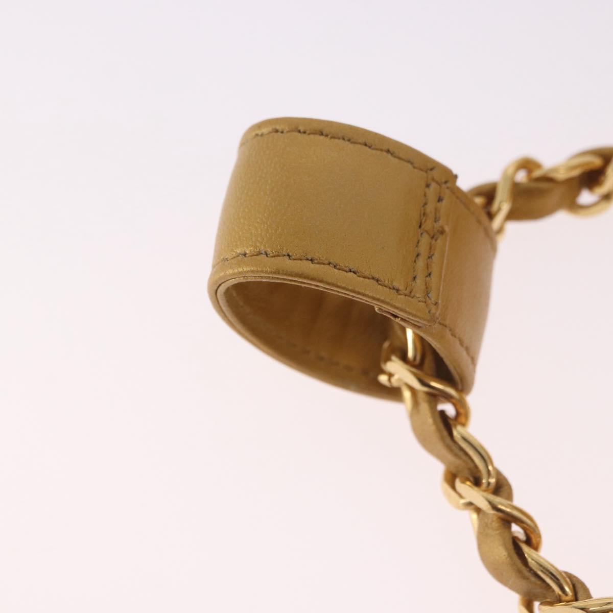 CHANEL Matelasse Chain Pouch Lamb Skin Gold CC Auth bs35703V