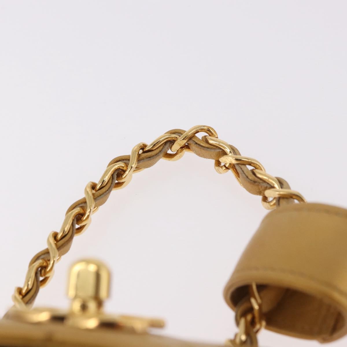 CHANEL Matelasse Chain Pouch Lamb Skin Gold CC Auth bs35703V
