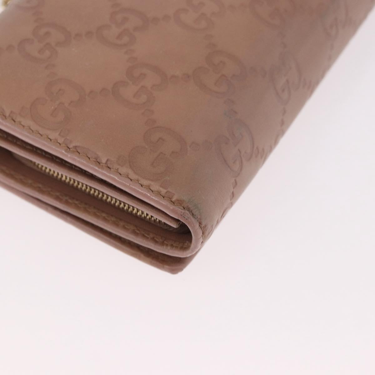 GUCCI GG Canvas Guccissima Chain Wallet Leather Beige Gold 224262 Auth bs35707