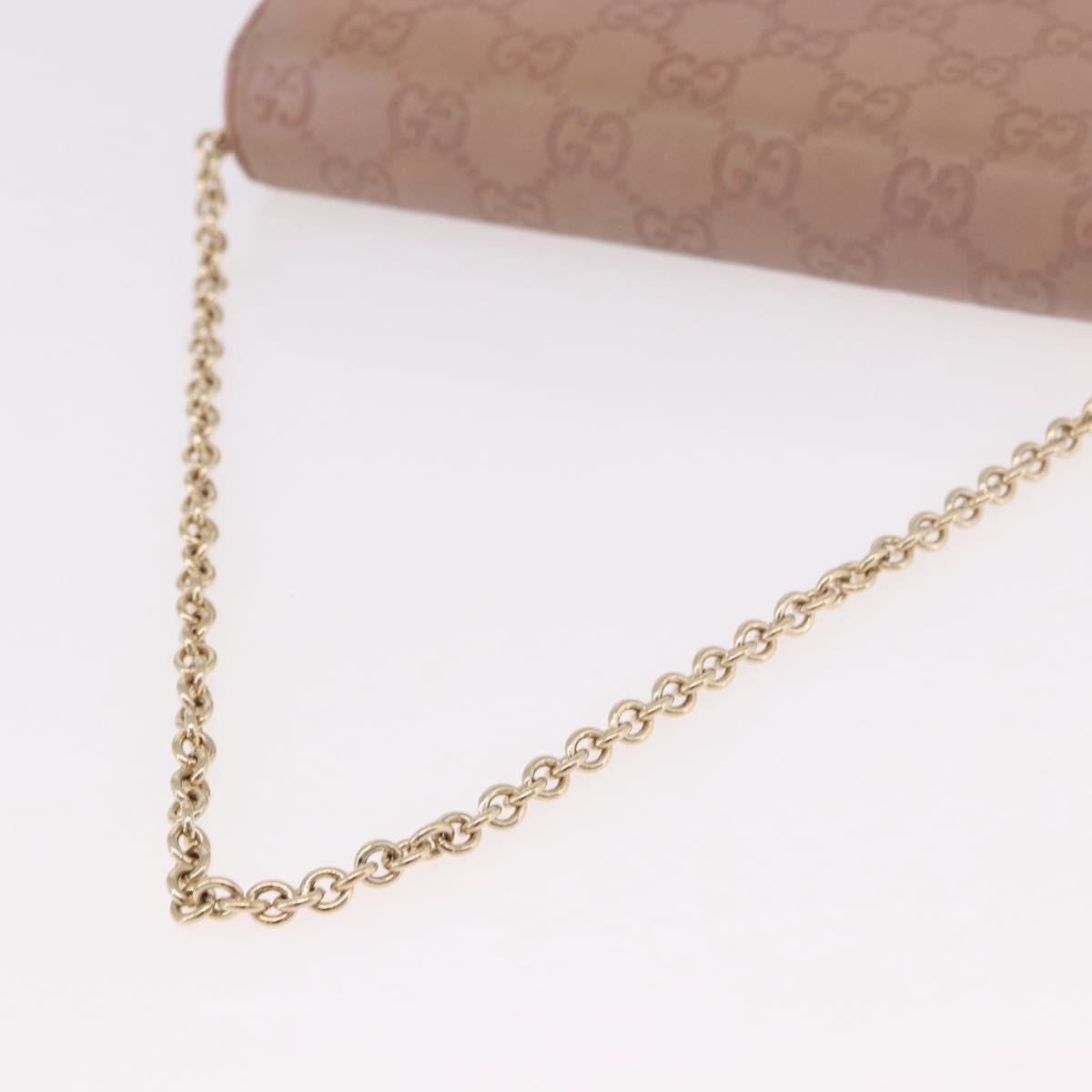 GUCCI GG Canvas Guccissima Chain Wallet Leather Beige Gold 224262 Auth bs35707