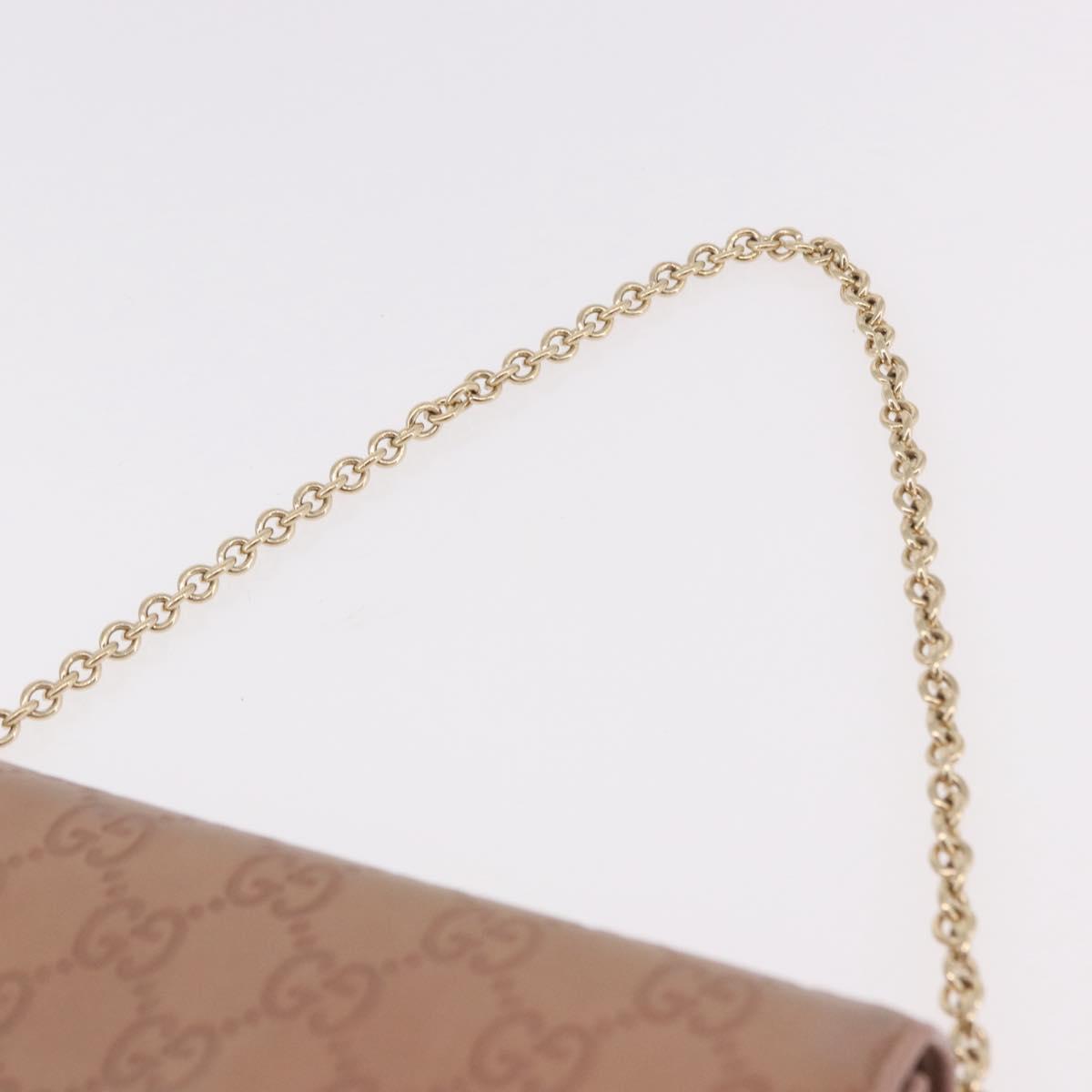 GUCCI GG Canvas Guccissima Chain Wallet Leather Beige Gold 224262 Auth bs35707