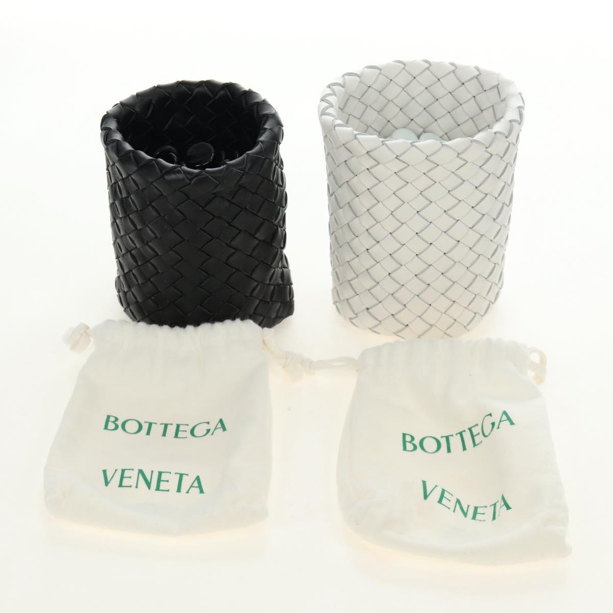 BOTTEGA VENETA INTRECCIATO Go Game Set Leather White Black Auth bs35708M