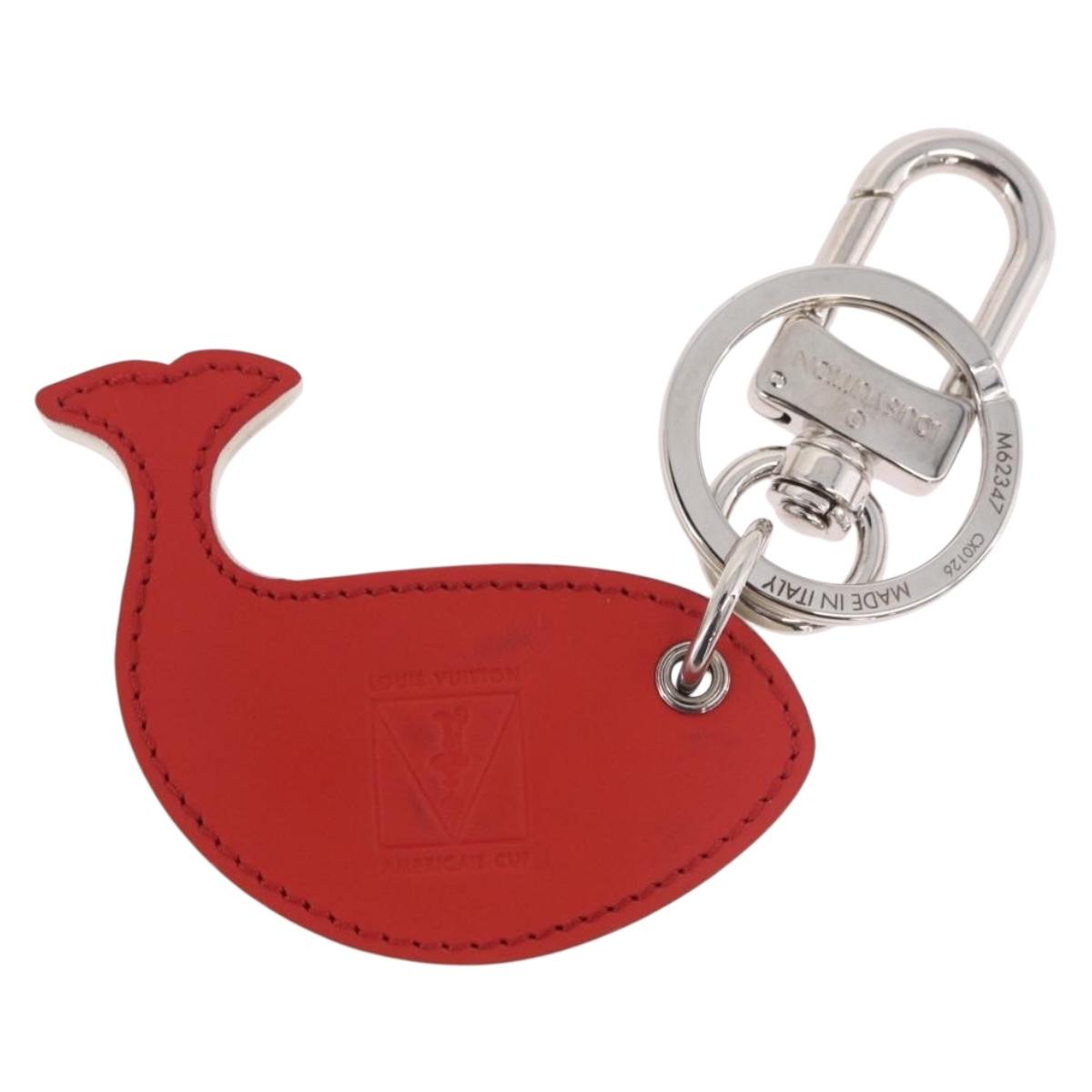 LOUIS VUITTON Whale America's Cup Charm Leather Red Black M62347 Auth bs35710V