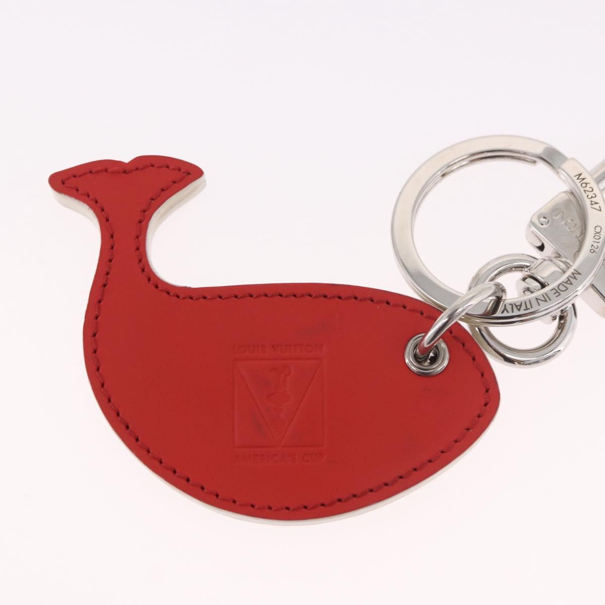 LOUIS VUITTON Whale America's Cup Charm Leather Red Black M62347 Auth bs35710V
