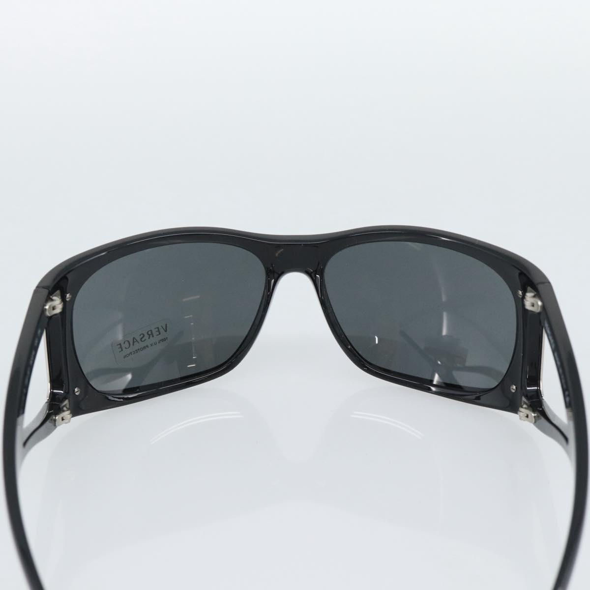 VERSACE Sunglasses Plastic Black Silver Auth bs35712
