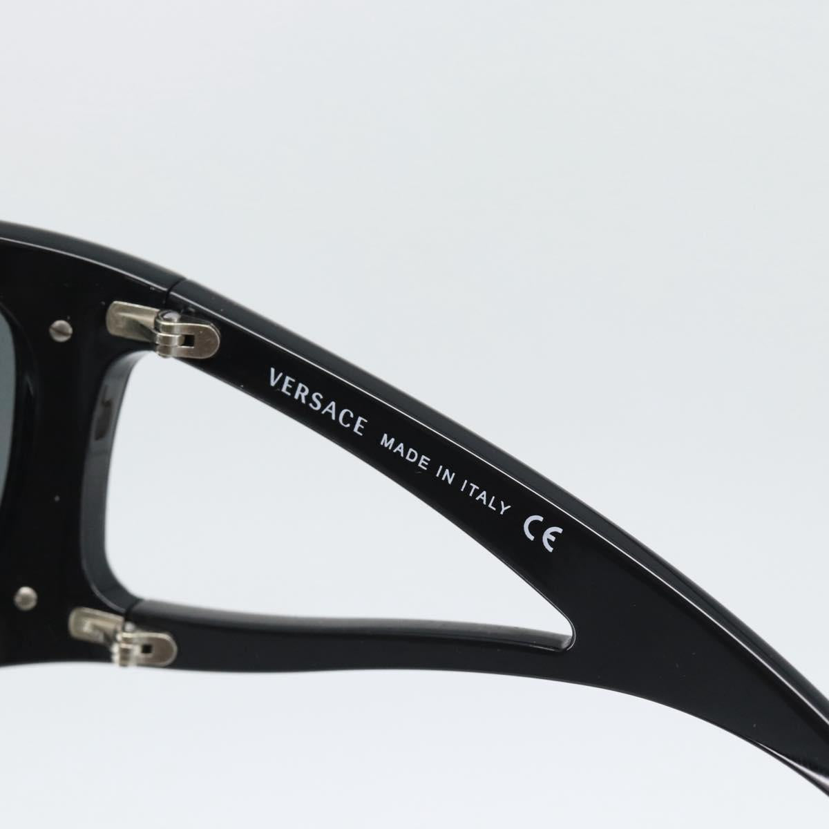 VERSACE Sunglasses Plastic Black Silver Auth bs35712
