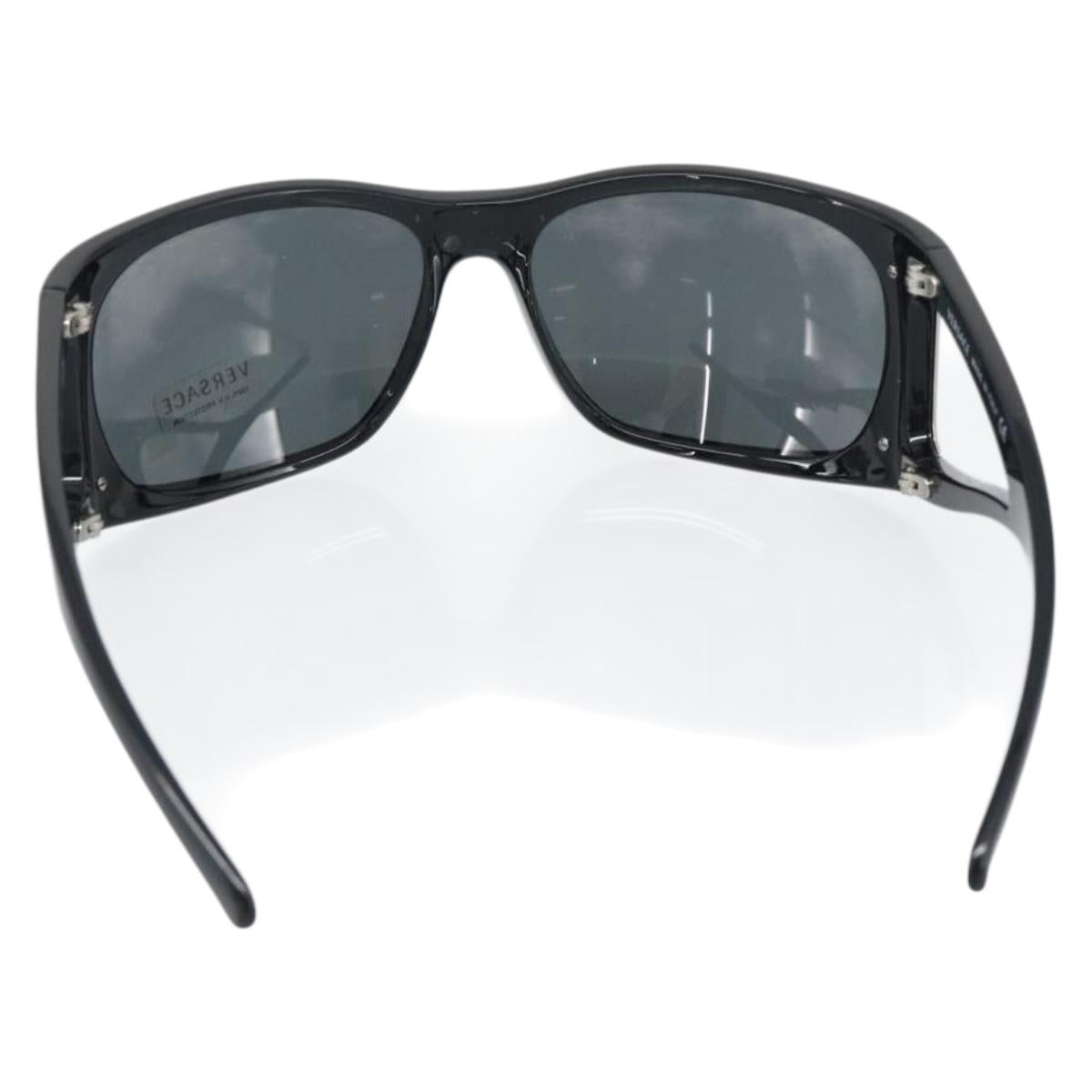 VERSACE Sunglasses Plastic Black Silver Auth bs35712