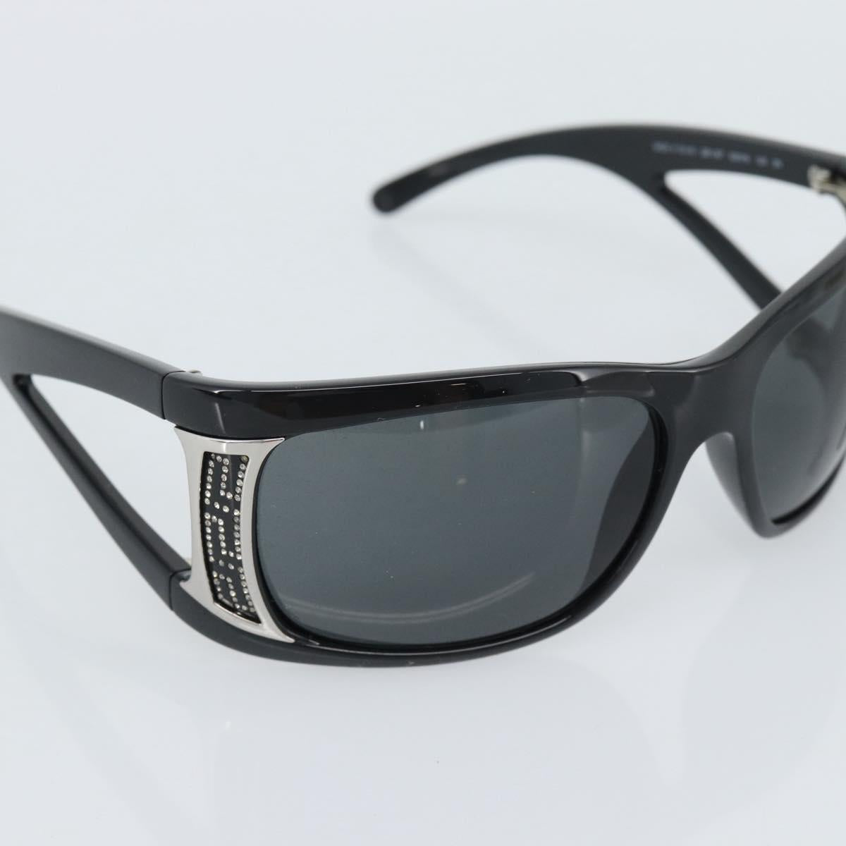 VERSACE Sunglasses Plastic Black Silver Auth bs35712