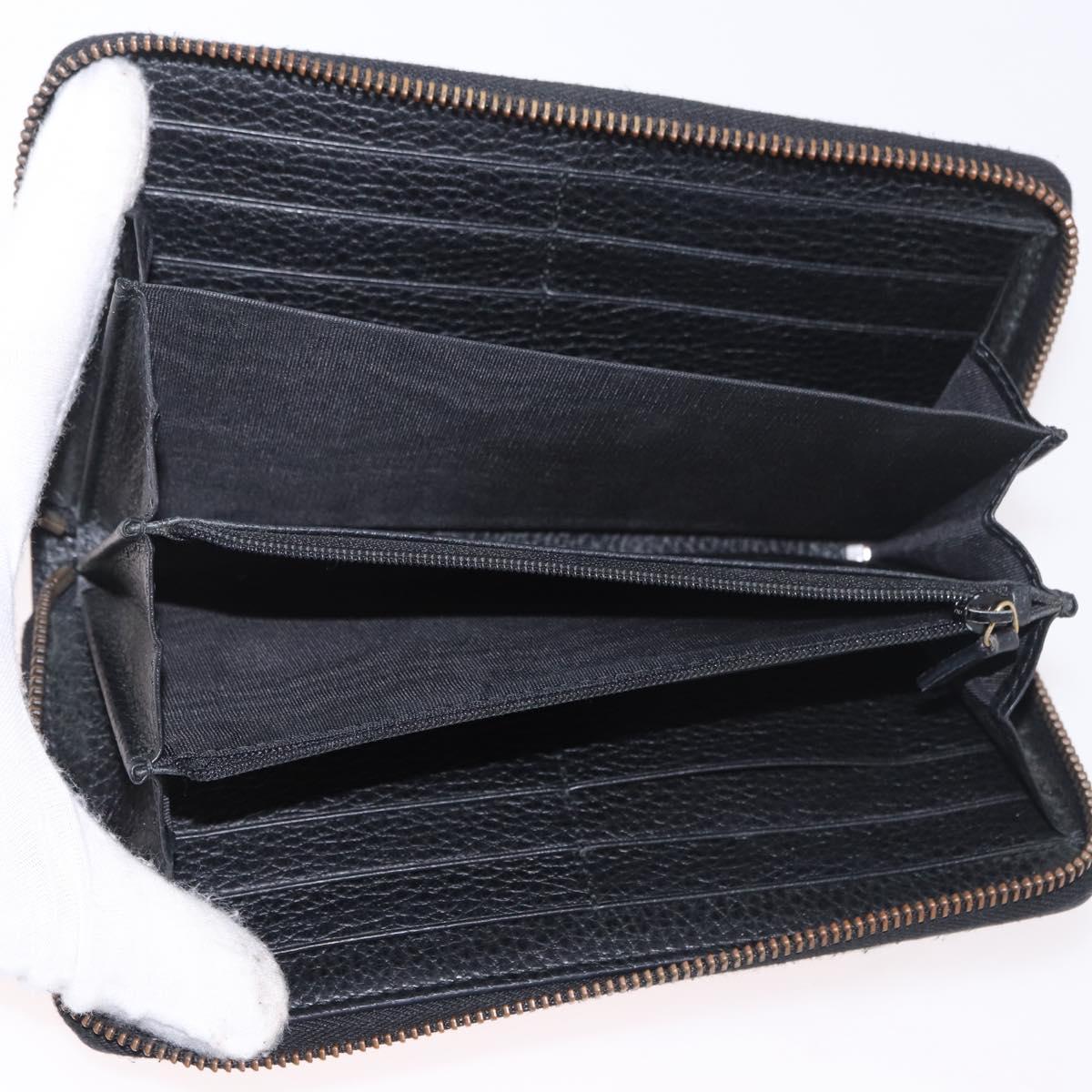 GUCCI GG Marmont Long Wallet Leather Black Gold 474584 Auth bs35713A