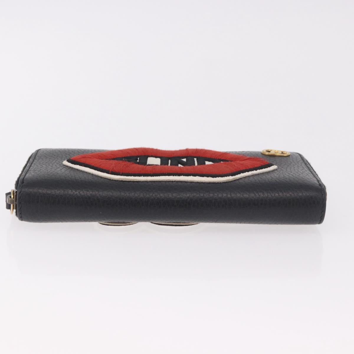 GUCCI GG Marmont Long Wallet Leather Black Gold 474584 Auth bs35713A