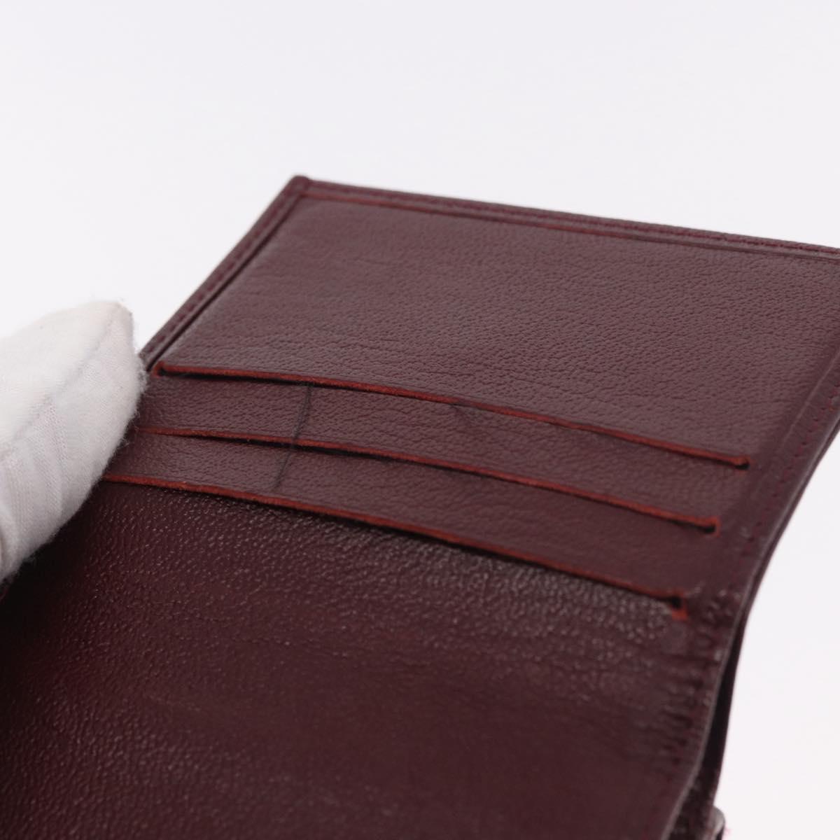 CHANEL Trifold Wallet Leather Bordeaux Gold CC Auth bs35714