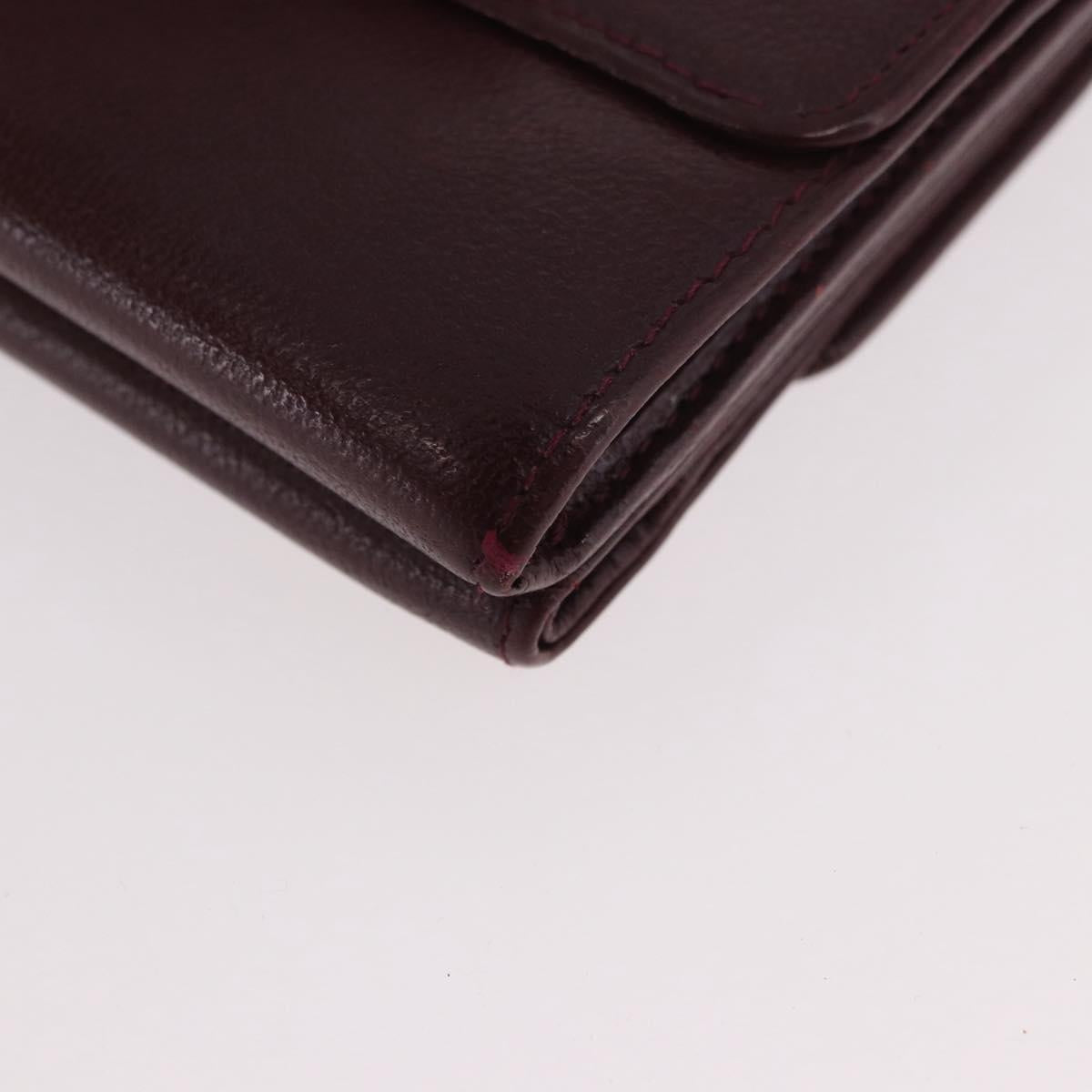 CHANEL Trifold Wallet Leather Bordeaux Gold CC Auth bs35714