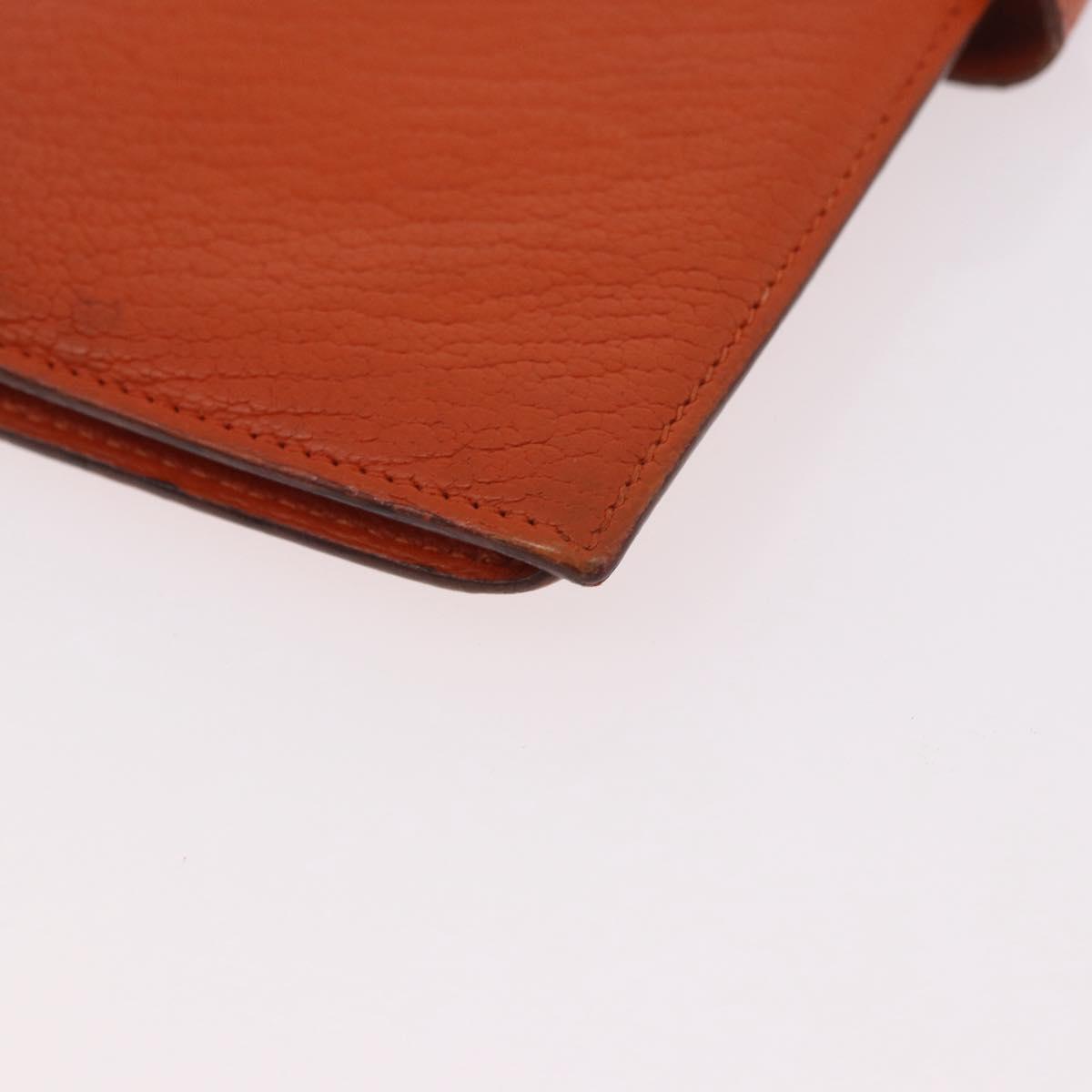 HERMES Bane Souffle Long Wallet Leather Orange Gold Auth bs35718