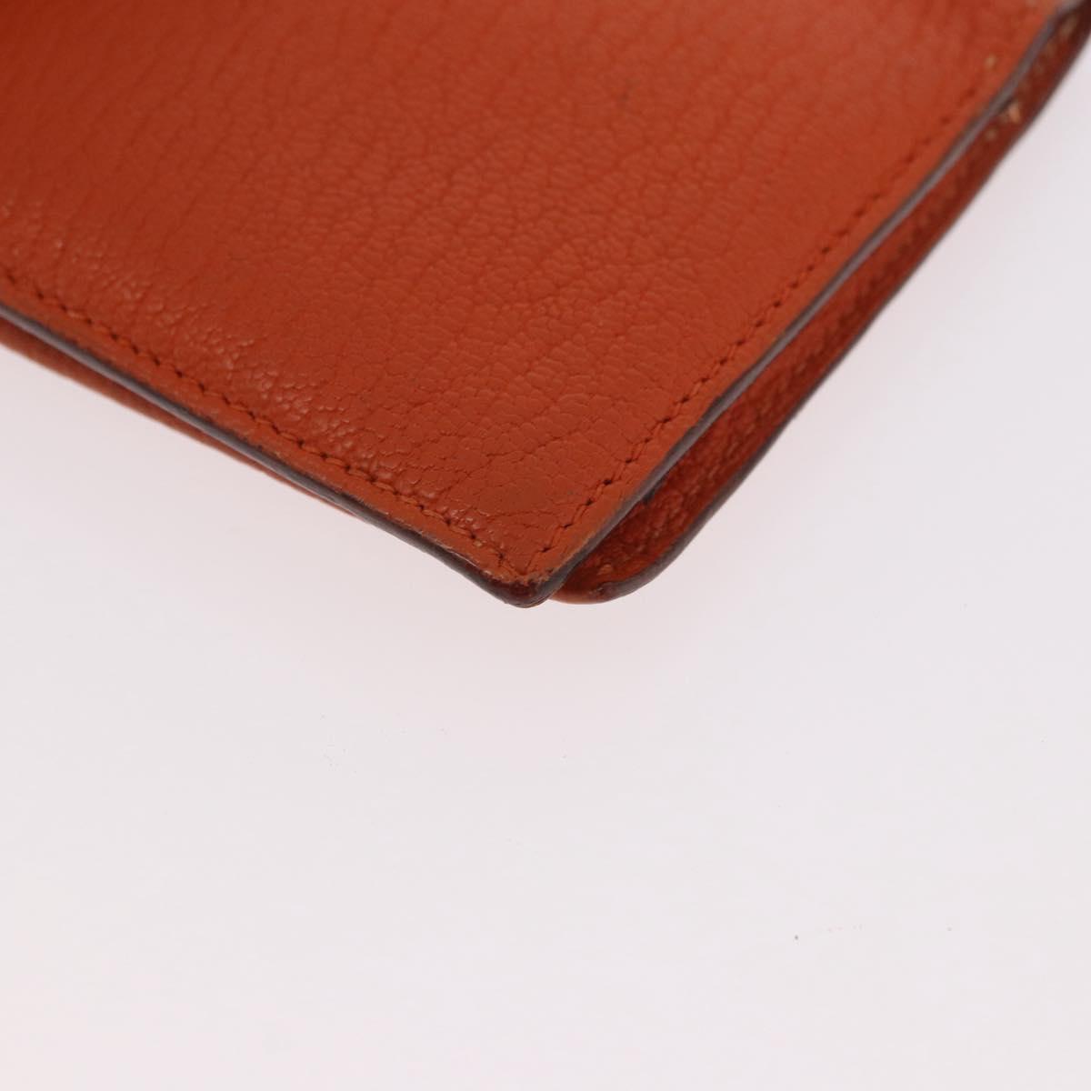 HERMES Bane Souffle Long Wallet Leather Orange Gold Auth bs35718
