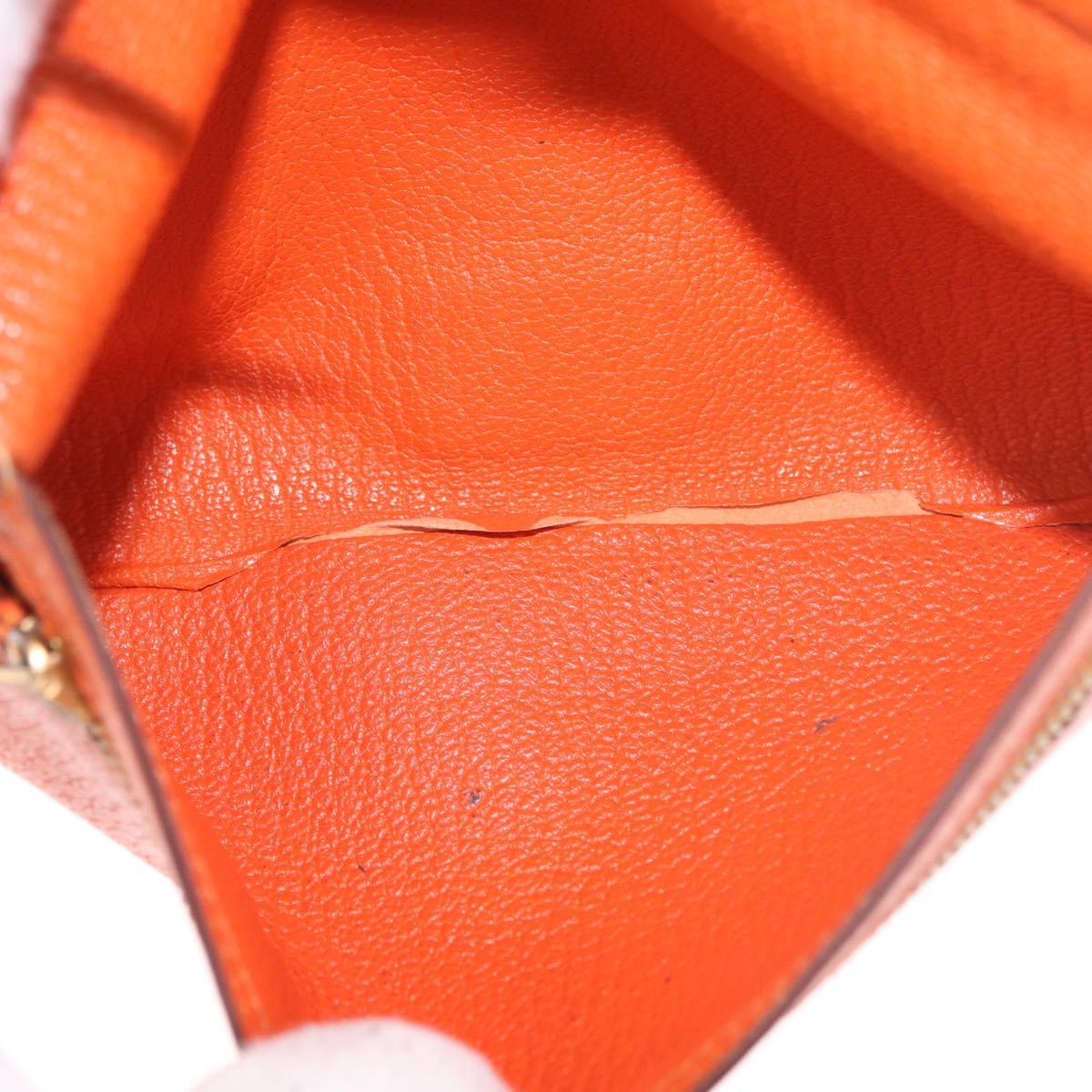 HERMES Bane Souffle Long Wallet Leather Orange Gold Auth bs35718
