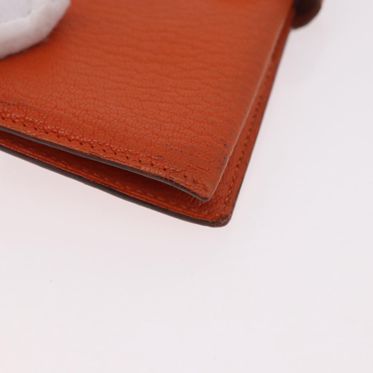 HERMES Bane Souffle Long Wallet Leather Orange Gold Auth bs35718