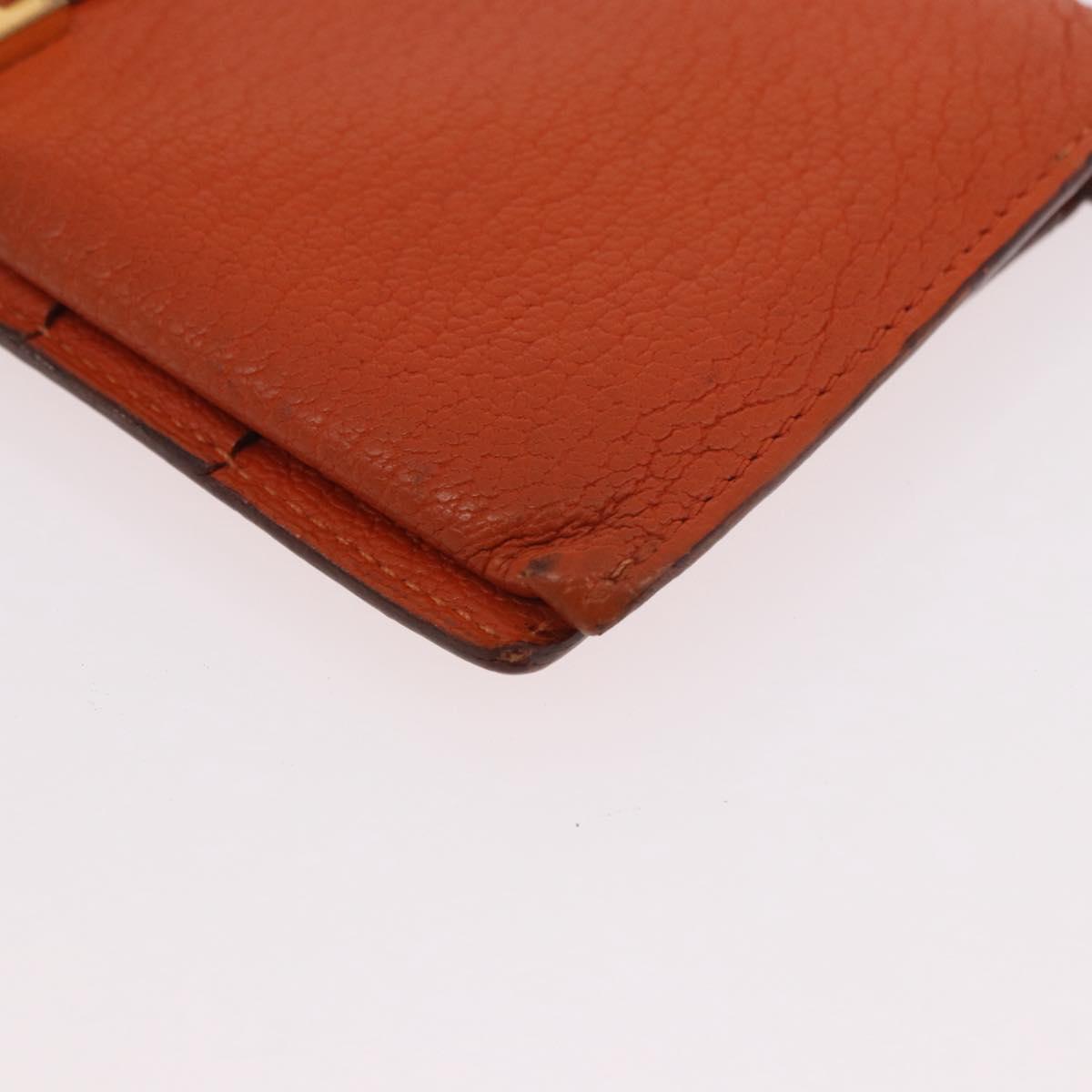 HERMES Bane Souffle Long Wallet Leather Orange Gold Auth bs35718