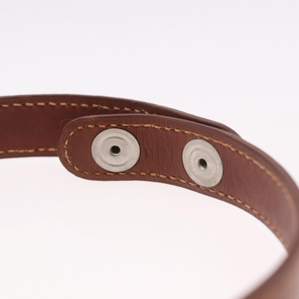HERMES Armlet Leather Brown Silver Auth bs35719A