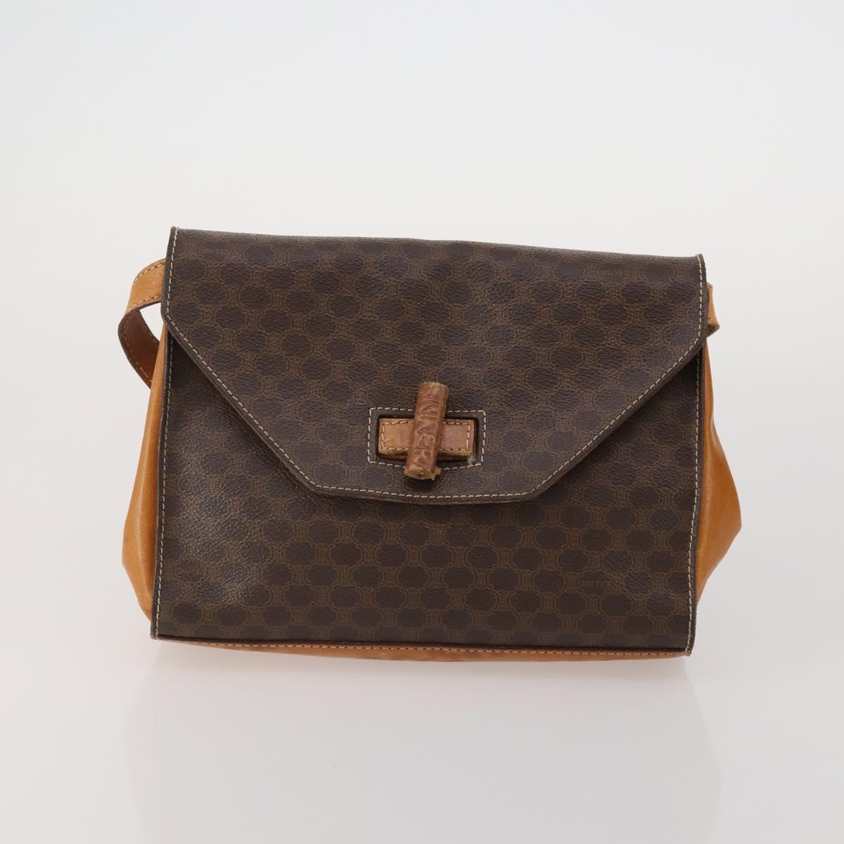 CELINE Macadam Canvas Shoulder Bag PVC Leather 4 Set 2way Brown Auth bs35722