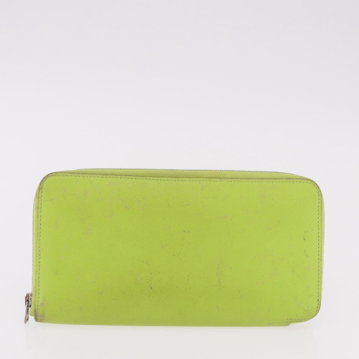 HERMES Azap Long Wallet Leather 2 Set Pink Green Auth bs35723