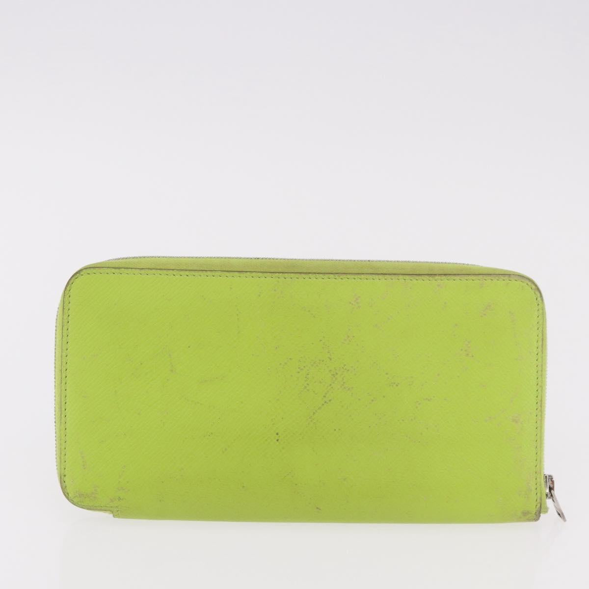HERMES Azap Long Wallet Leather 2 Set Pink Green Auth bs35723