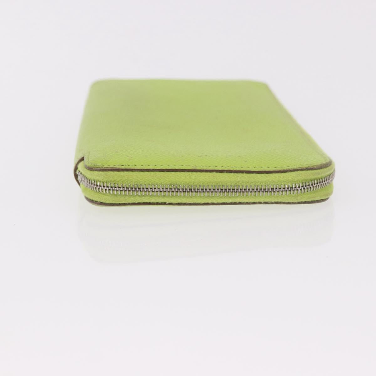 HERMES Azap Long Wallet Leather 2 Set Pink Green Auth bs35723