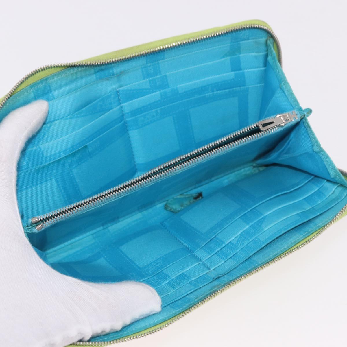 HERMES Azap Long Wallet Leather 2 Set Pink Green Auth bs35723