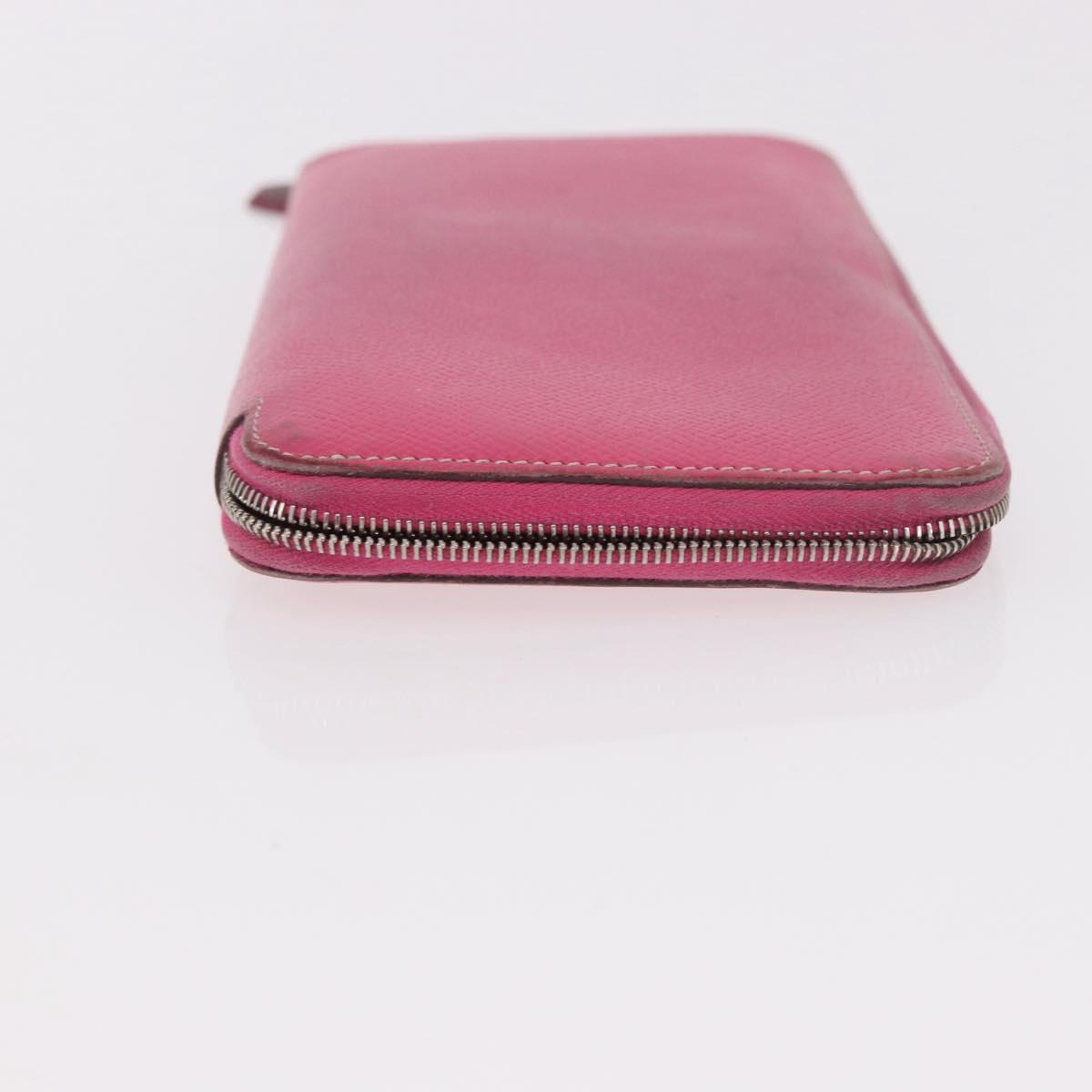 HERMES Azap Long Wallet Leather 2 Set Pink Green Auth bs35723