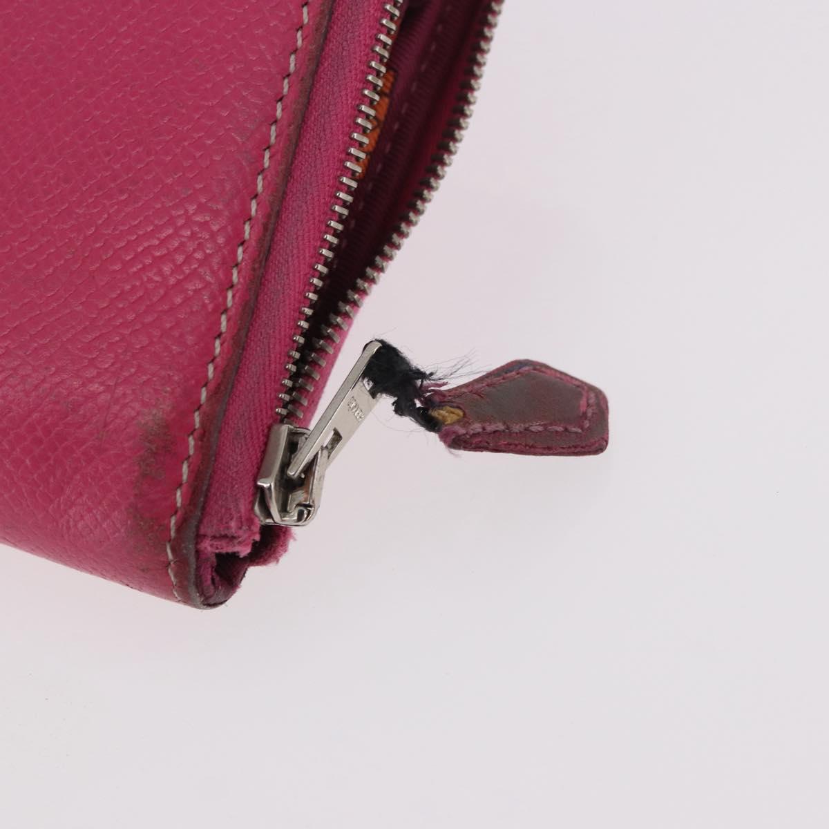 HERMES Azap Long Wallet Leather 2 Set Pink Green Auth bs35723