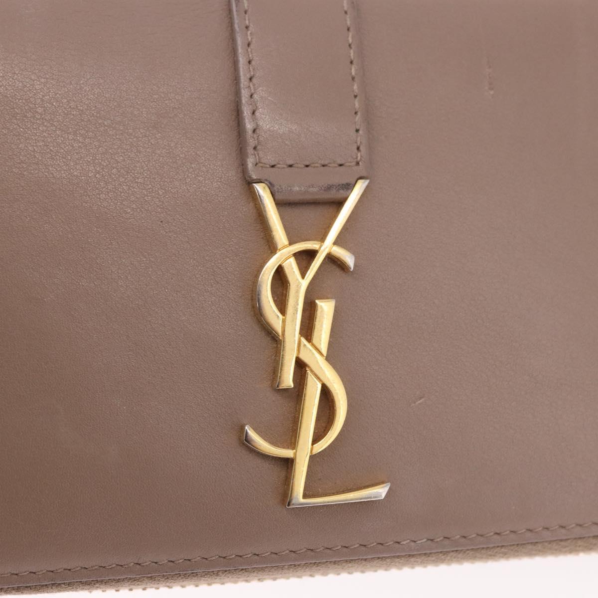 SAINT LAURENT Long Wallet Leather Brown Gold Auth bs35724