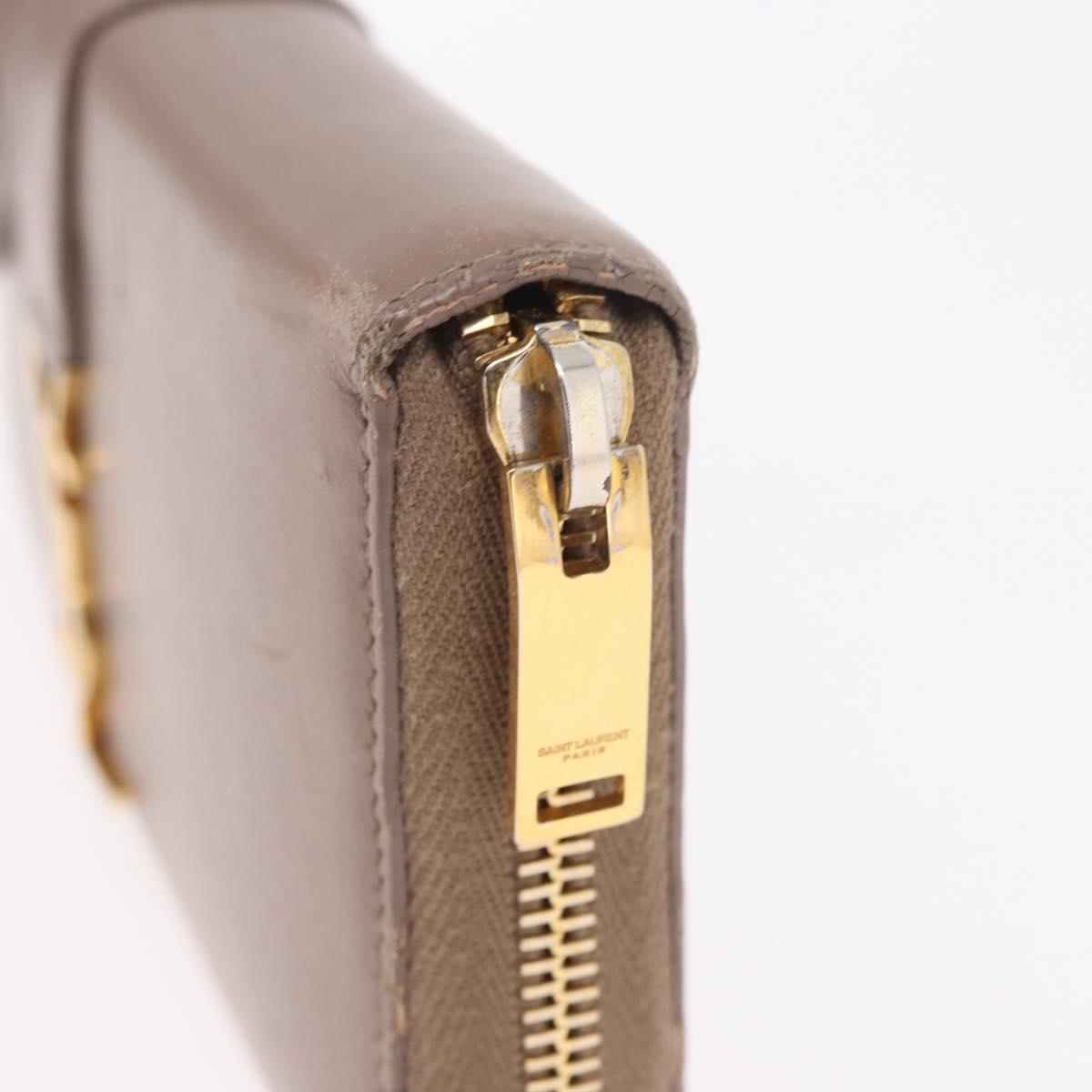 SAINT LAURENT Long Wallet Leather Brown Gold Auth bs35724