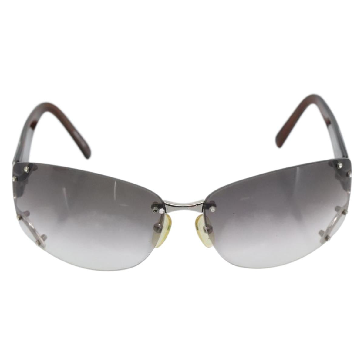 CELINE Rimless Sunglasses Plastic Gray Silver Auth bs35727V