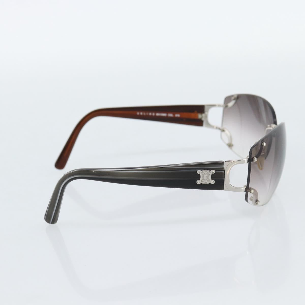 CELINE Rimless Sunglasses Plastic Gray Silver Auth bs35727V