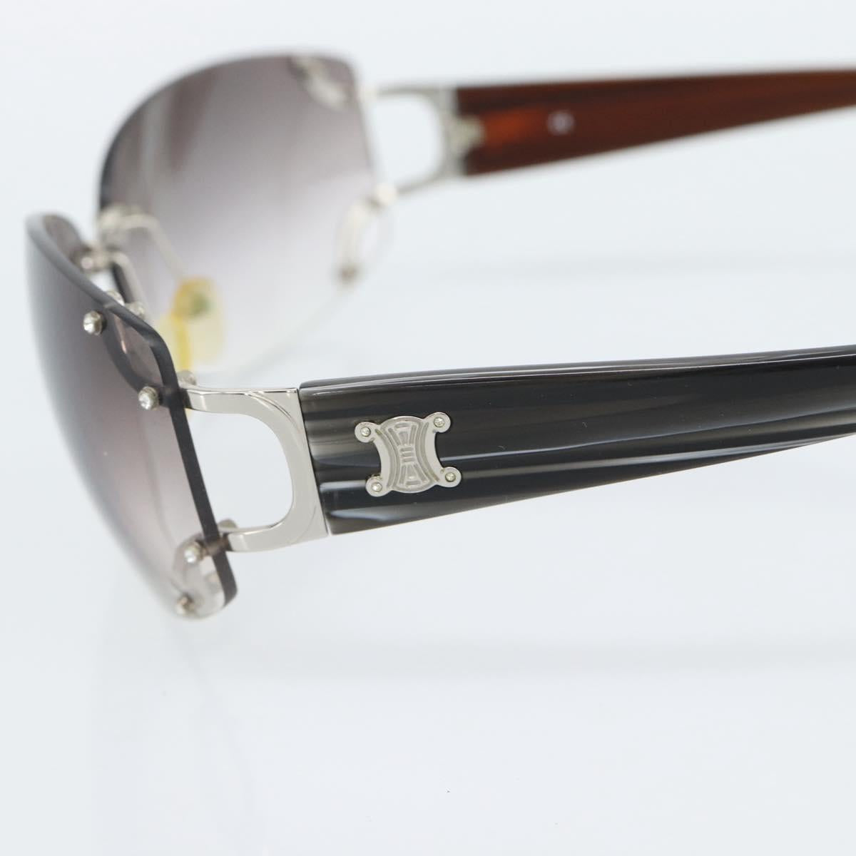 CELINE Rimless Sunglasses Plastic Gray Silver Auth bs35727V