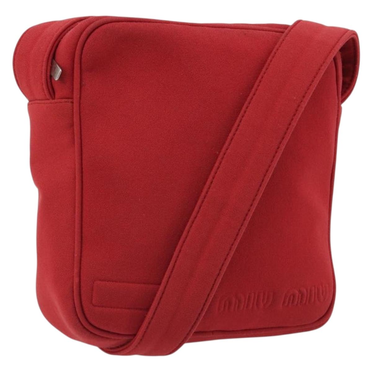 Miu Miu Shoulder Bag Canvas Red Auth bs35735