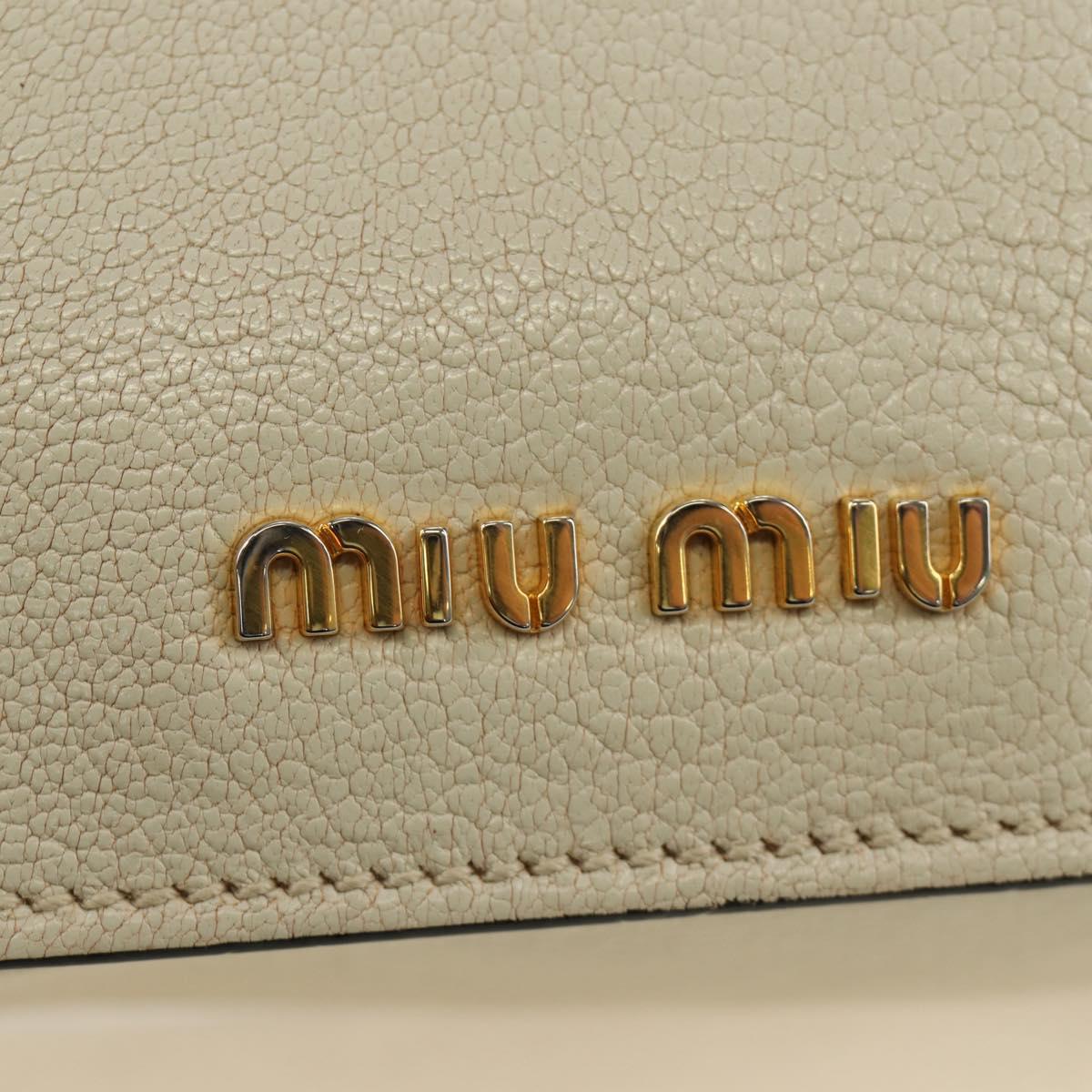 Miu Miu Hand Bag Leather 2way Beige Gold Auth bs35737V
