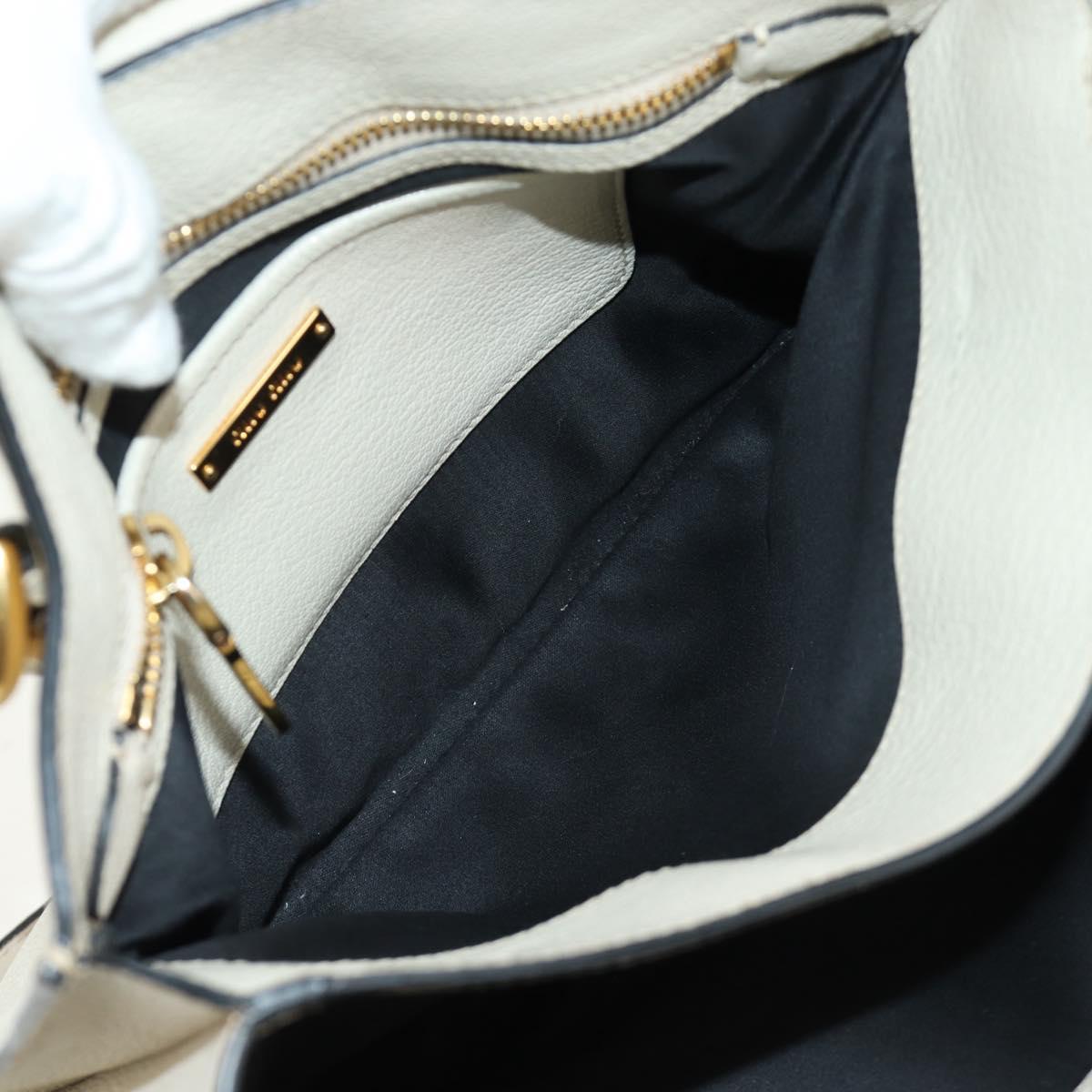 Miu Miu Hand Bag Leather 2way Beige Gold Auth bs35737V