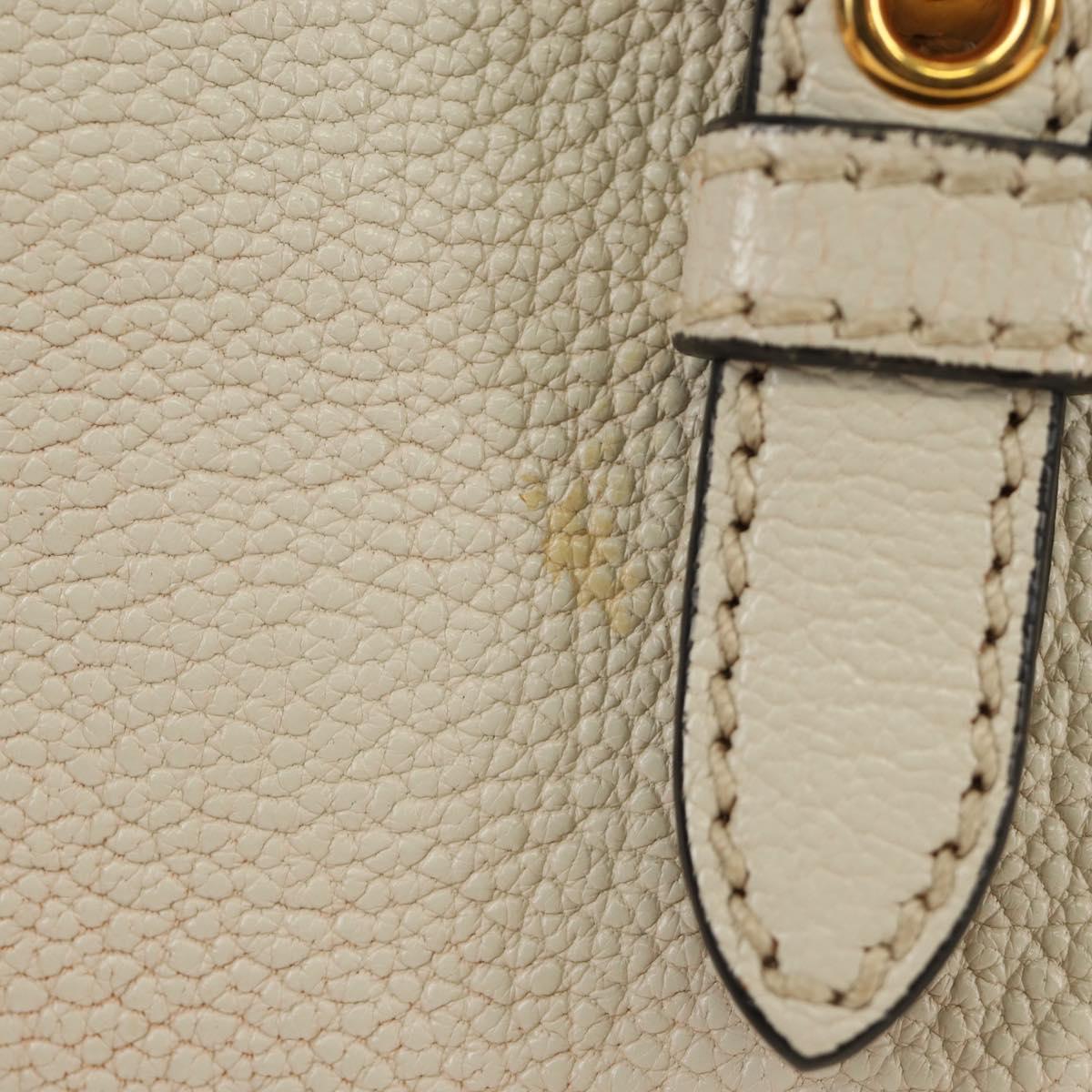 Miu Miu Hand Bag Leather 2way Beige Gold Auth bs35737V