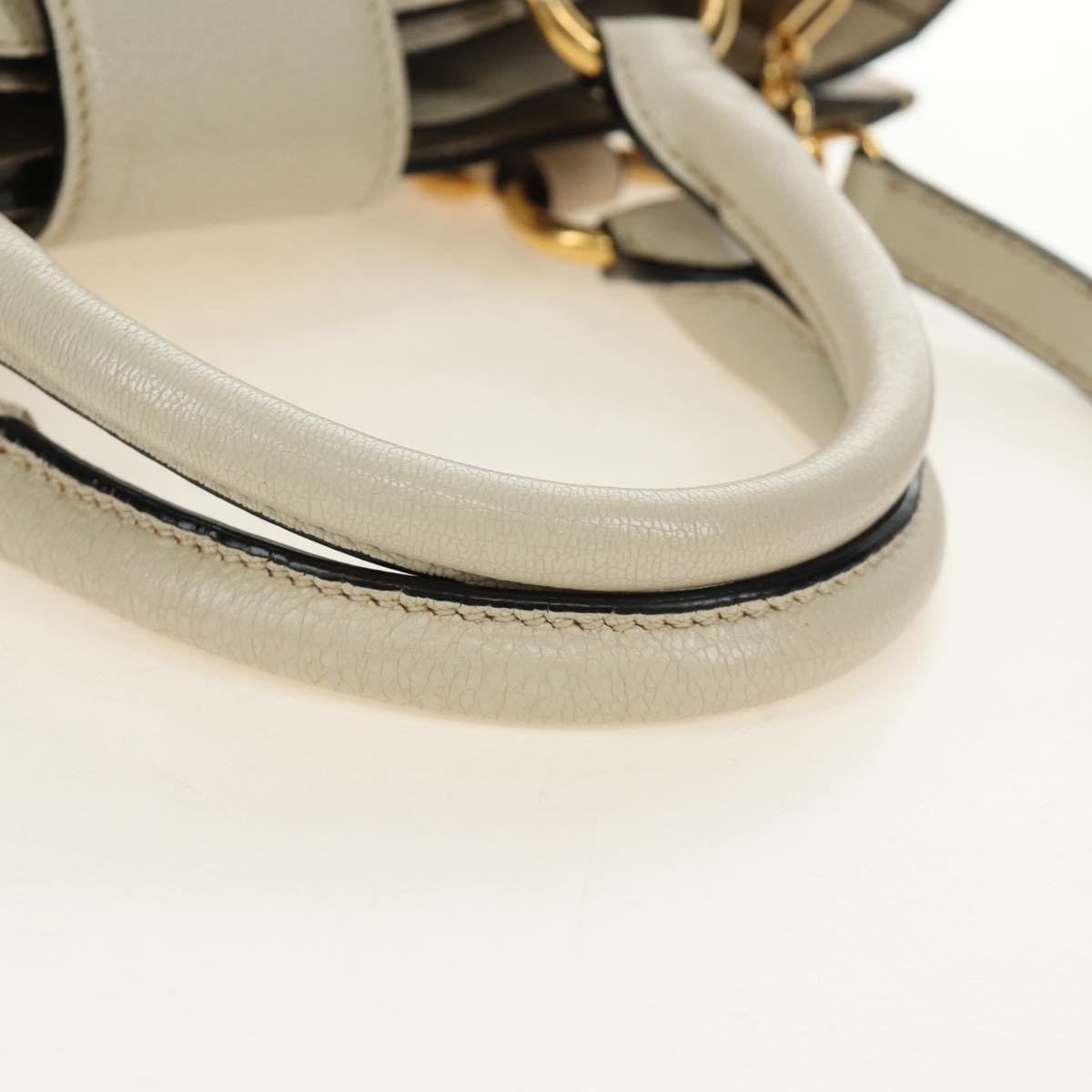 Miu Miu Hand Bag Leather 2way Beige Gold Auth bs35737V
