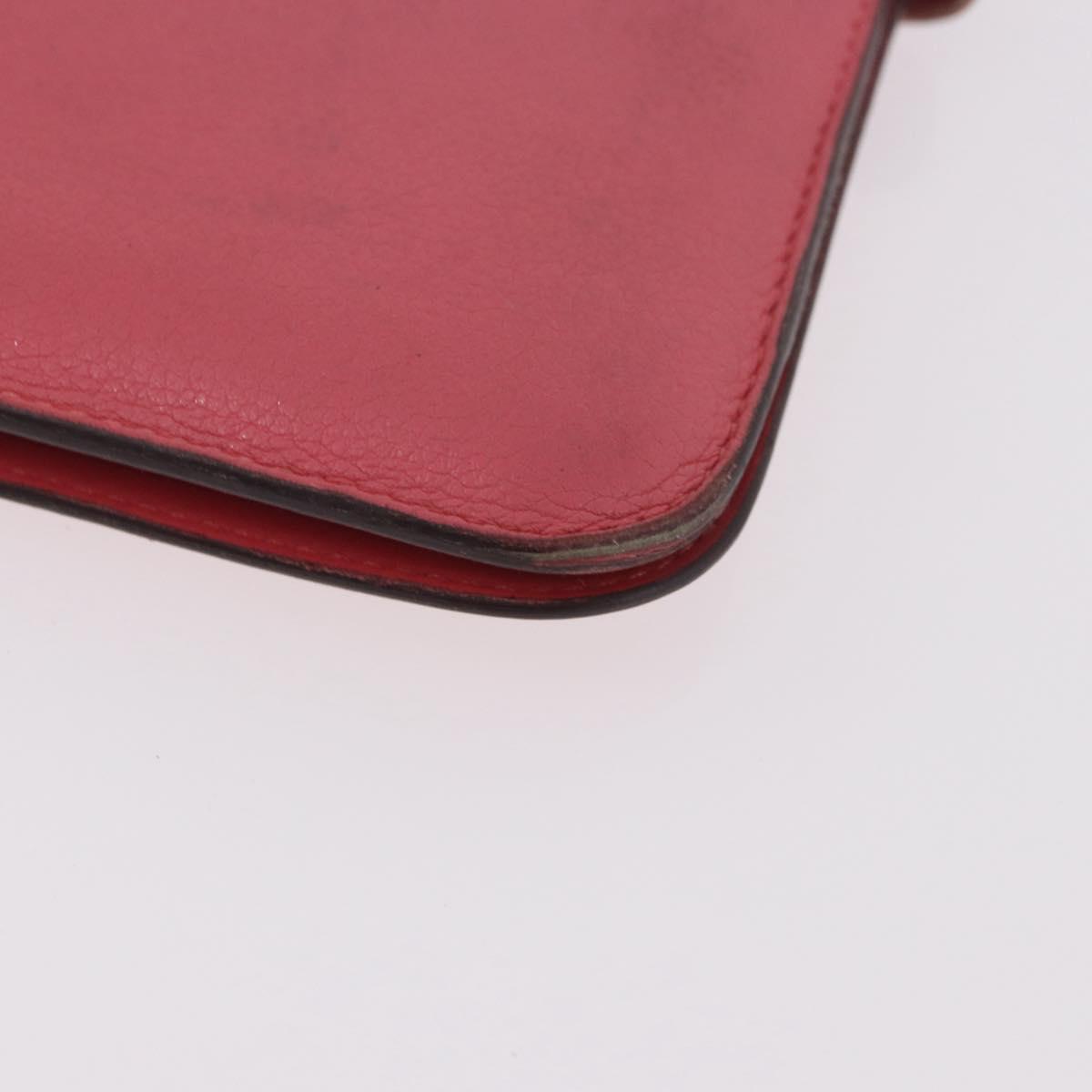 HERMES Dogon GM Long Wallet Leather Pink Silver Auth bs35743