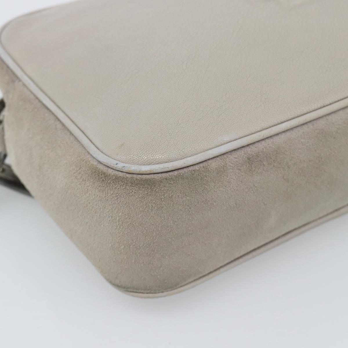 SAINT LAURENT Shoulder Bag Suede Gray Silver 520533 Auth bs35745V