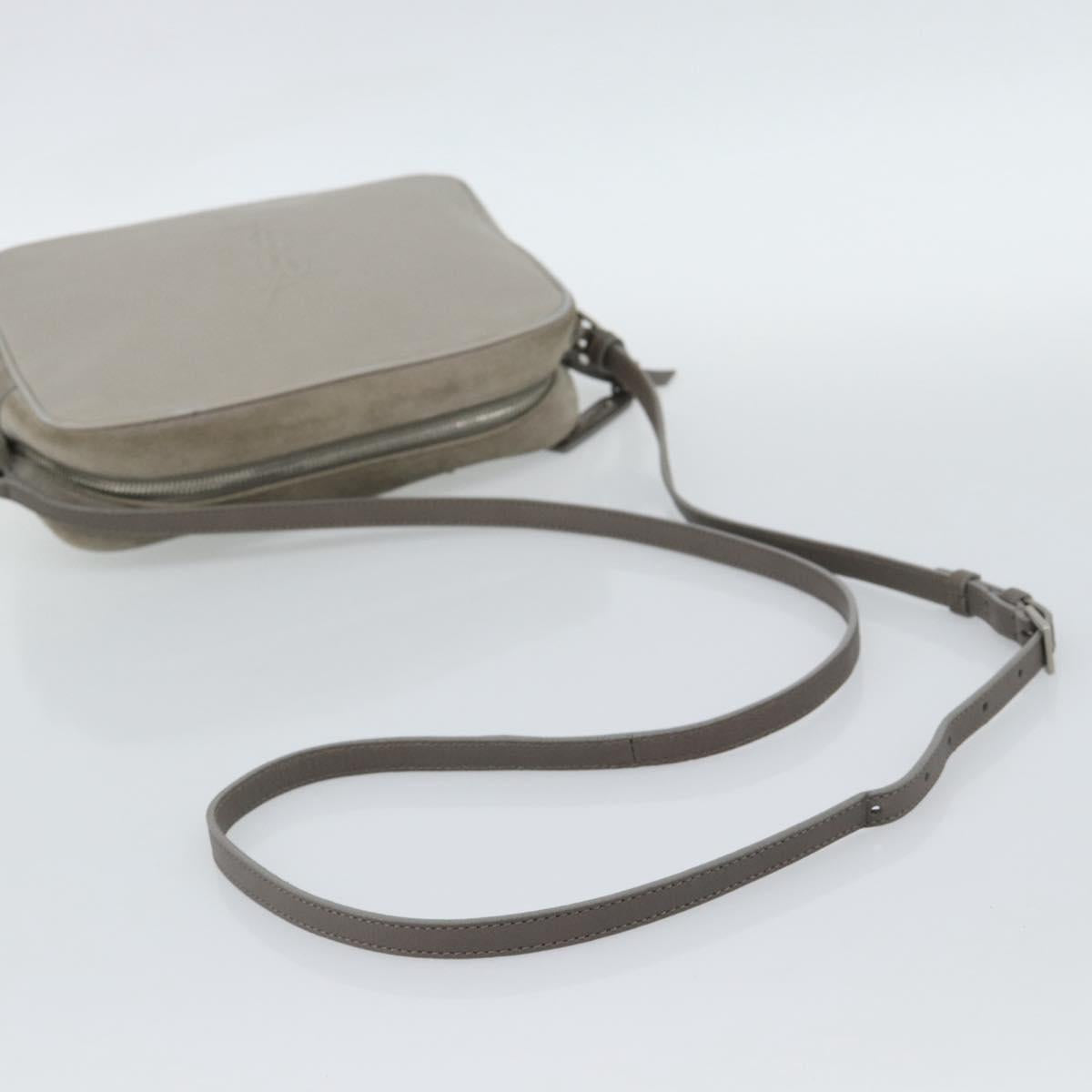 SAINT LAURENT Shoulder Bag Suede Gray Silver 520533 Auth bs35745V