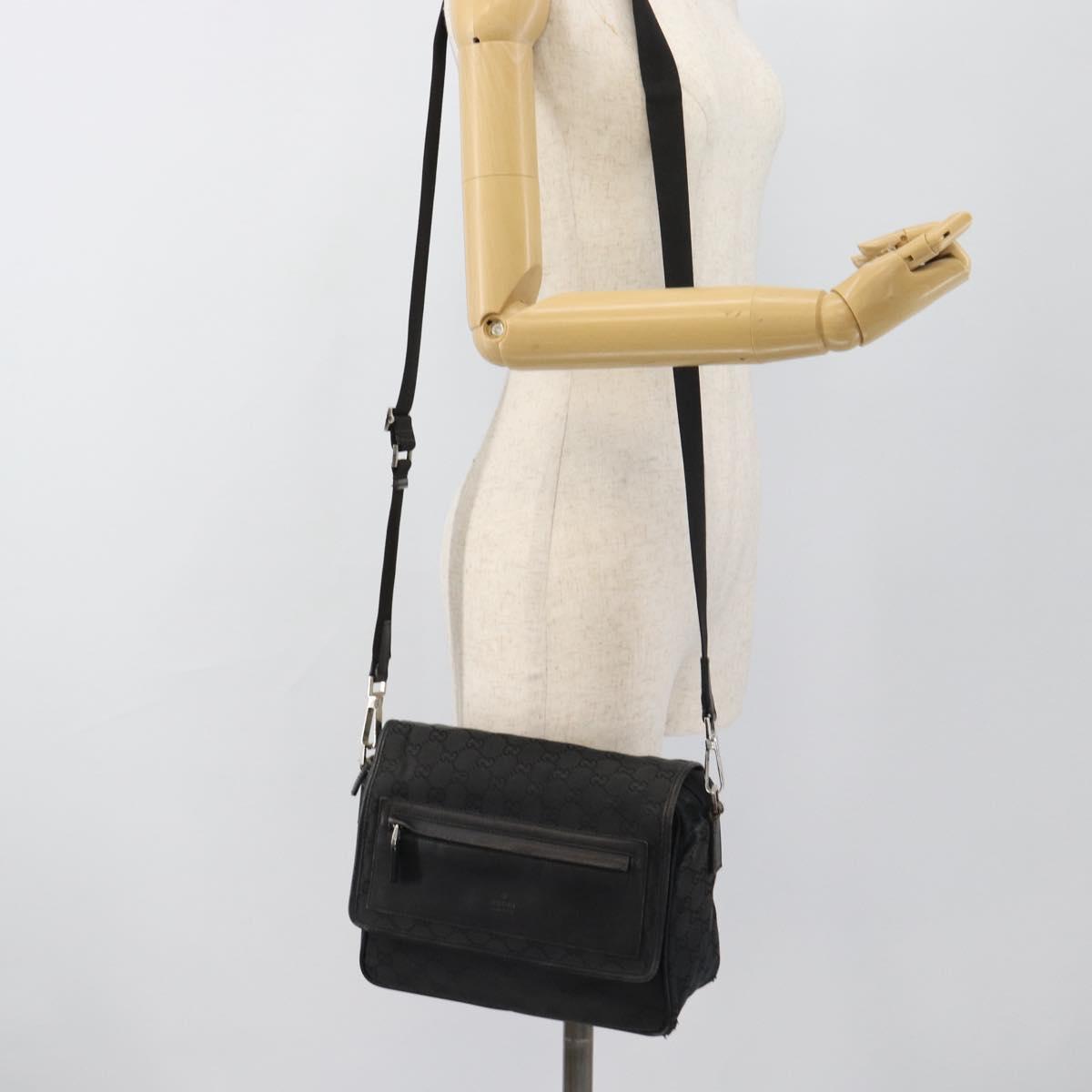 GUCCI GG Canvas Shoulder Bag Black 28562 Auth bs35748