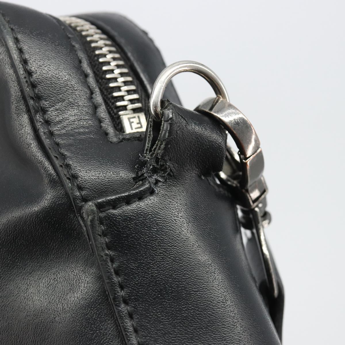 FENDI Zucca Shoulder Bag PVC Leather Black Silver 7M0286 Auth bs35750