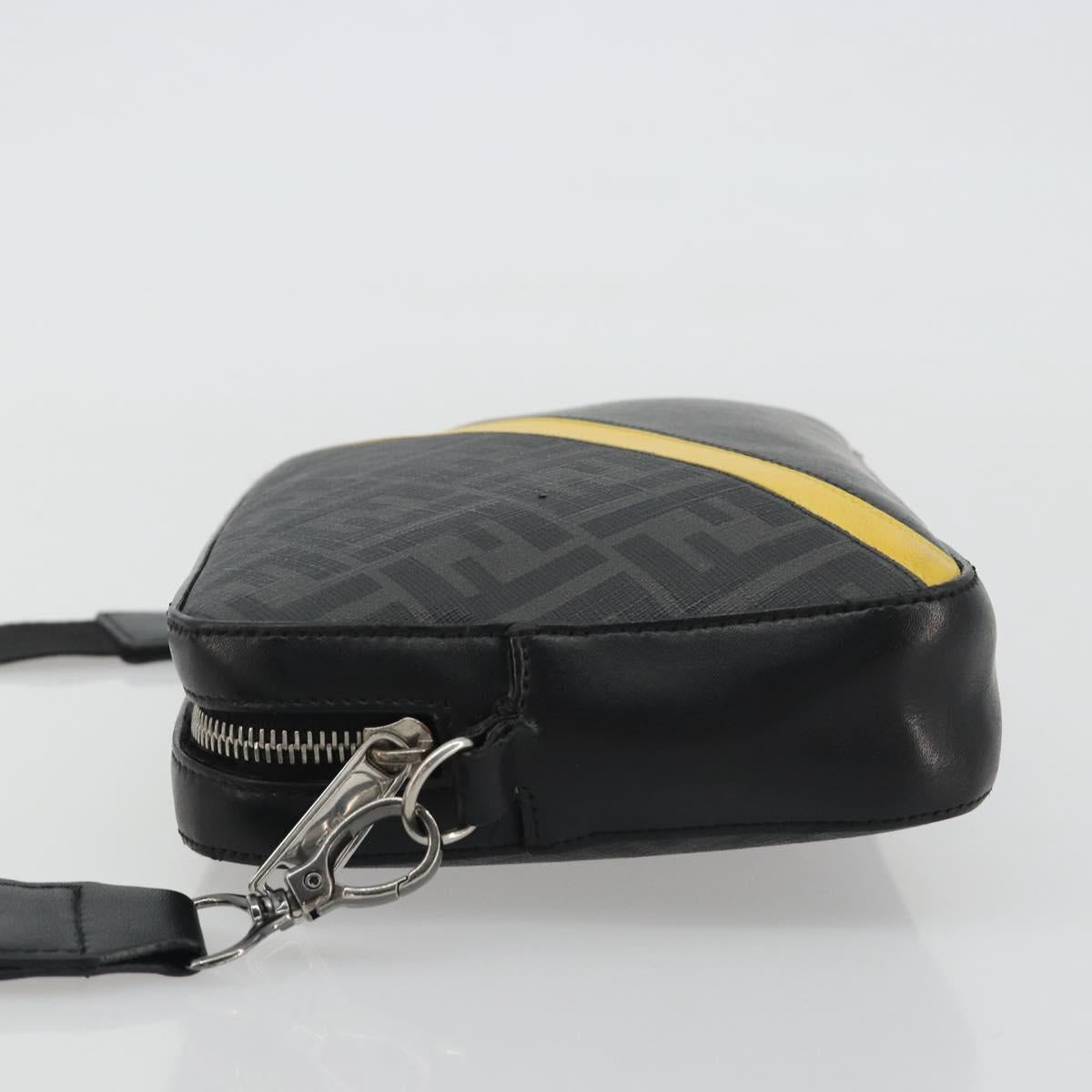 FENDI Zucca Shoulder Bag PVC Leather Black Silver 7M0286 Auth bs35750