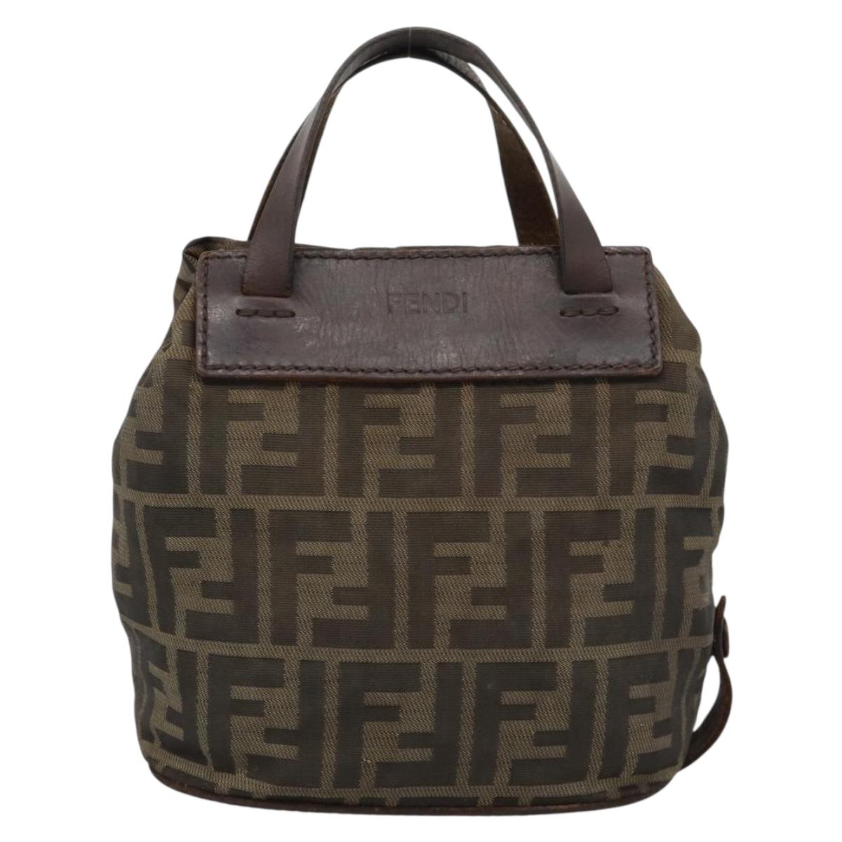 FENDI Zucca Hand Bag Black 15822 Auth bs35752