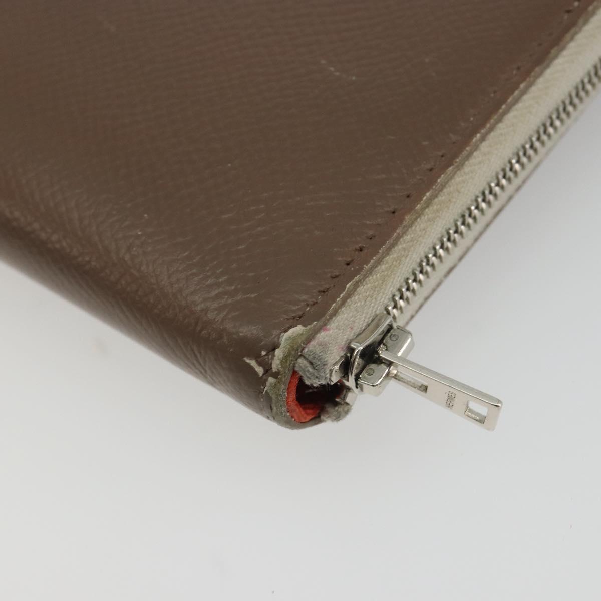 HERMES Azap Classic Long Wallet Leather Brown Auth bs35755