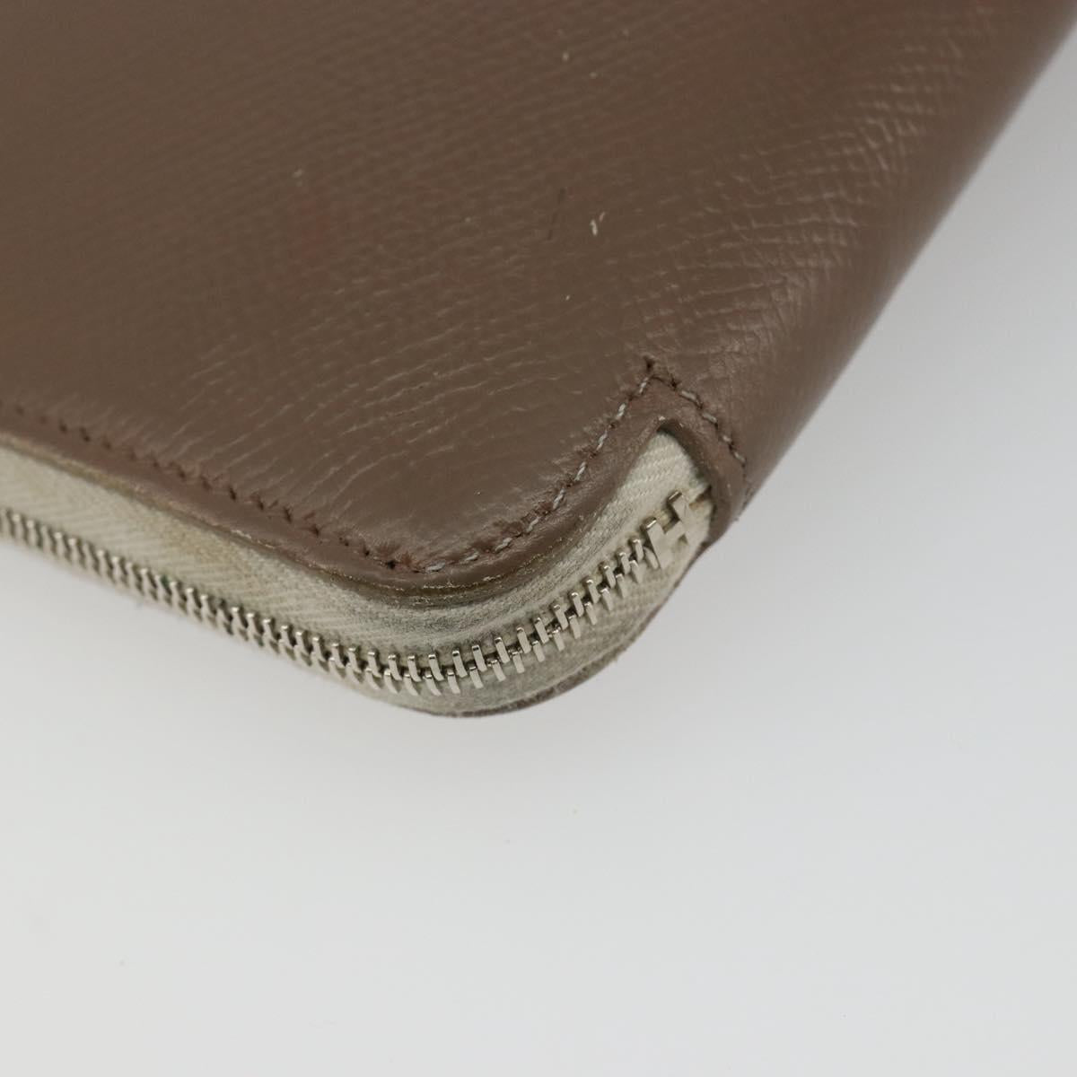 HERMES Azap Classic Long Wallet Leather Brown Auth bs35755
